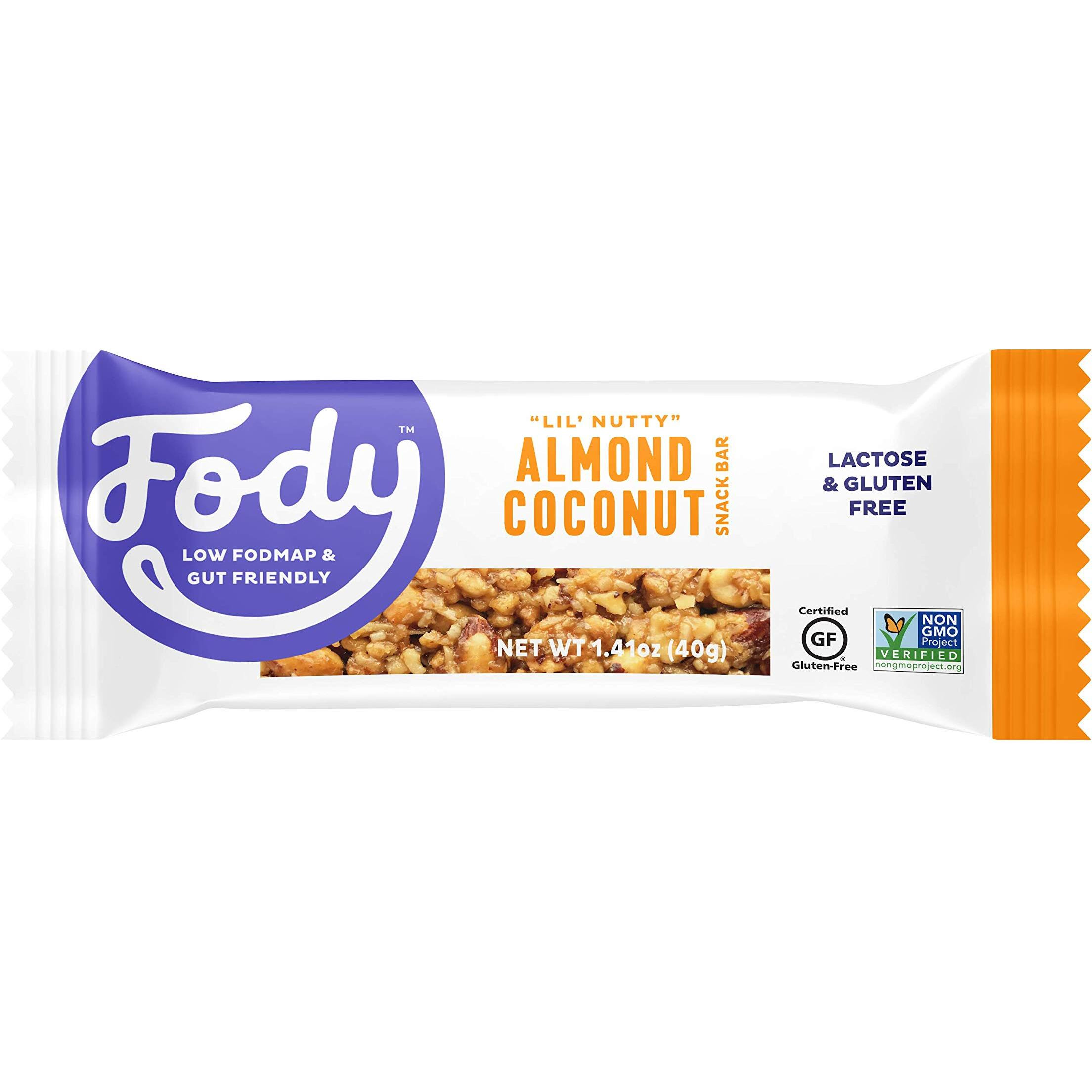 Fody Foods Vegan Protein Nut Bars, Almond And Coconut Flavor, 6G Protein Per Bar, Low Fodmap Certified, Sensitive Recipe, Gut & Ibs Friendly, 6 Count