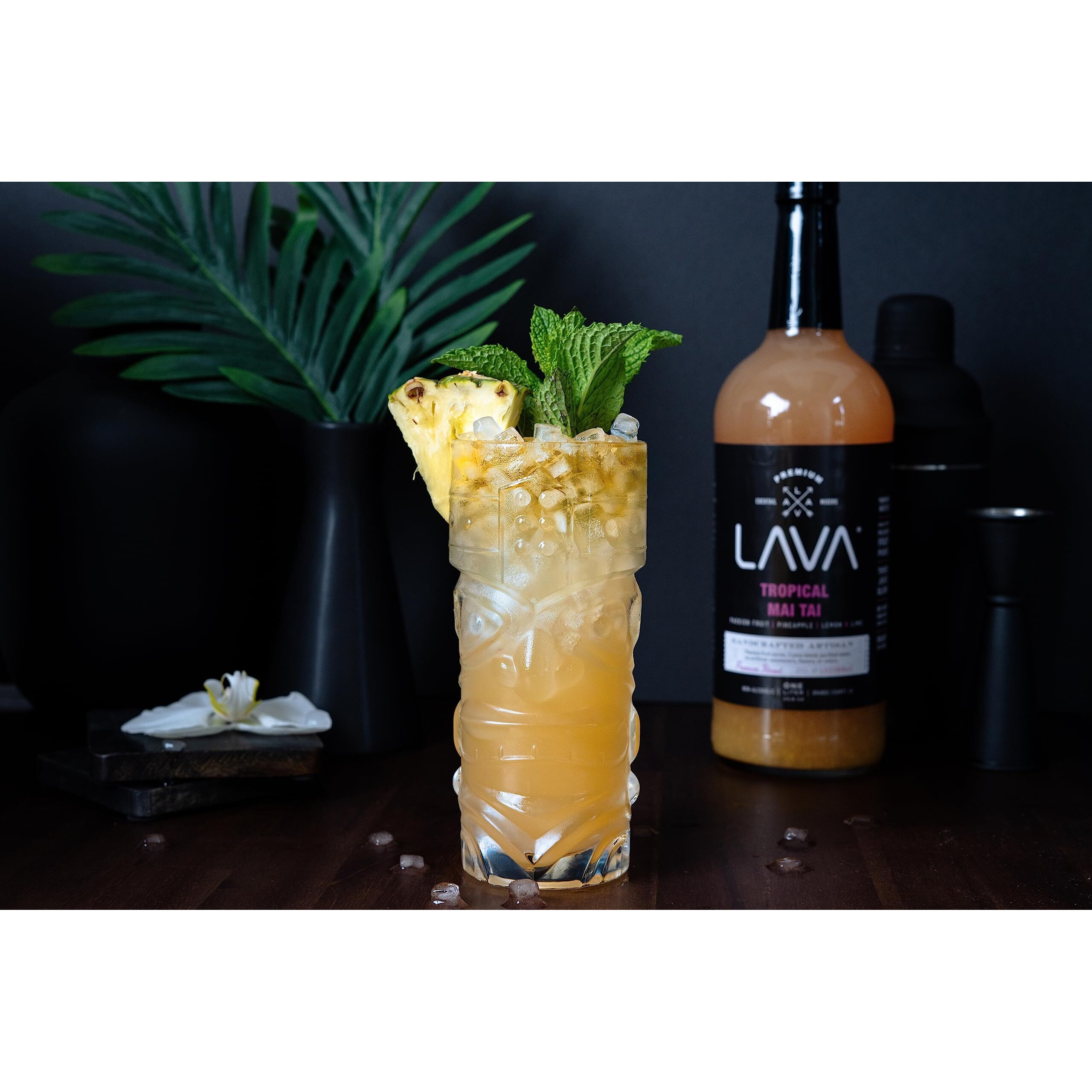 Lava Premium Tropical Mai Tai Mix Made With Real Passion Fruit, Pineapple, Lemon And Lime, No Artificial Sweeteners, 1-Liter (33.8Oz) Glass Bottle, Ready To Use.