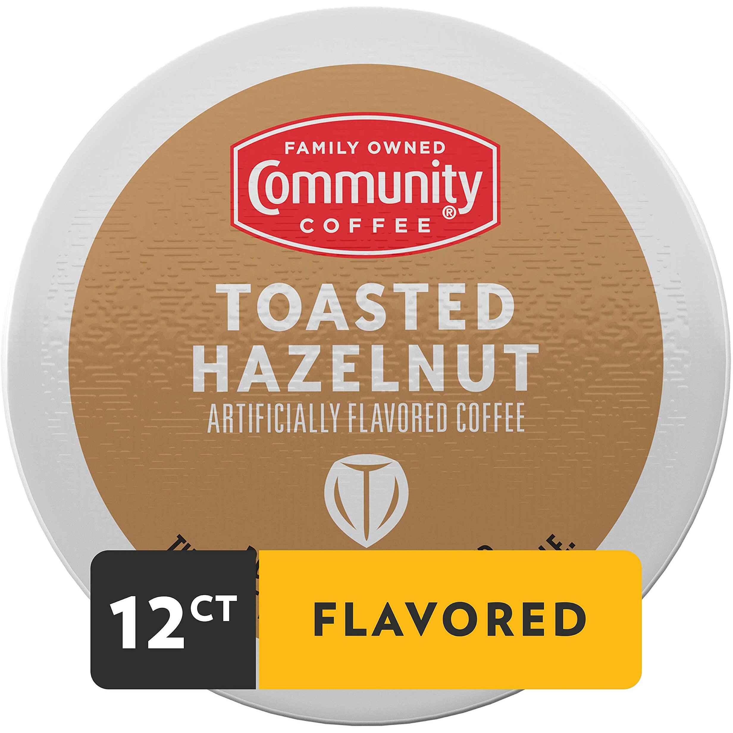 Community Coffee Toasted Hazelnut Flavored 12 Count Coffee Pods, Medium Roast, Compatible With Keurig 2.0 K-Cup Brewers, 12 Count (Pack Of 1)