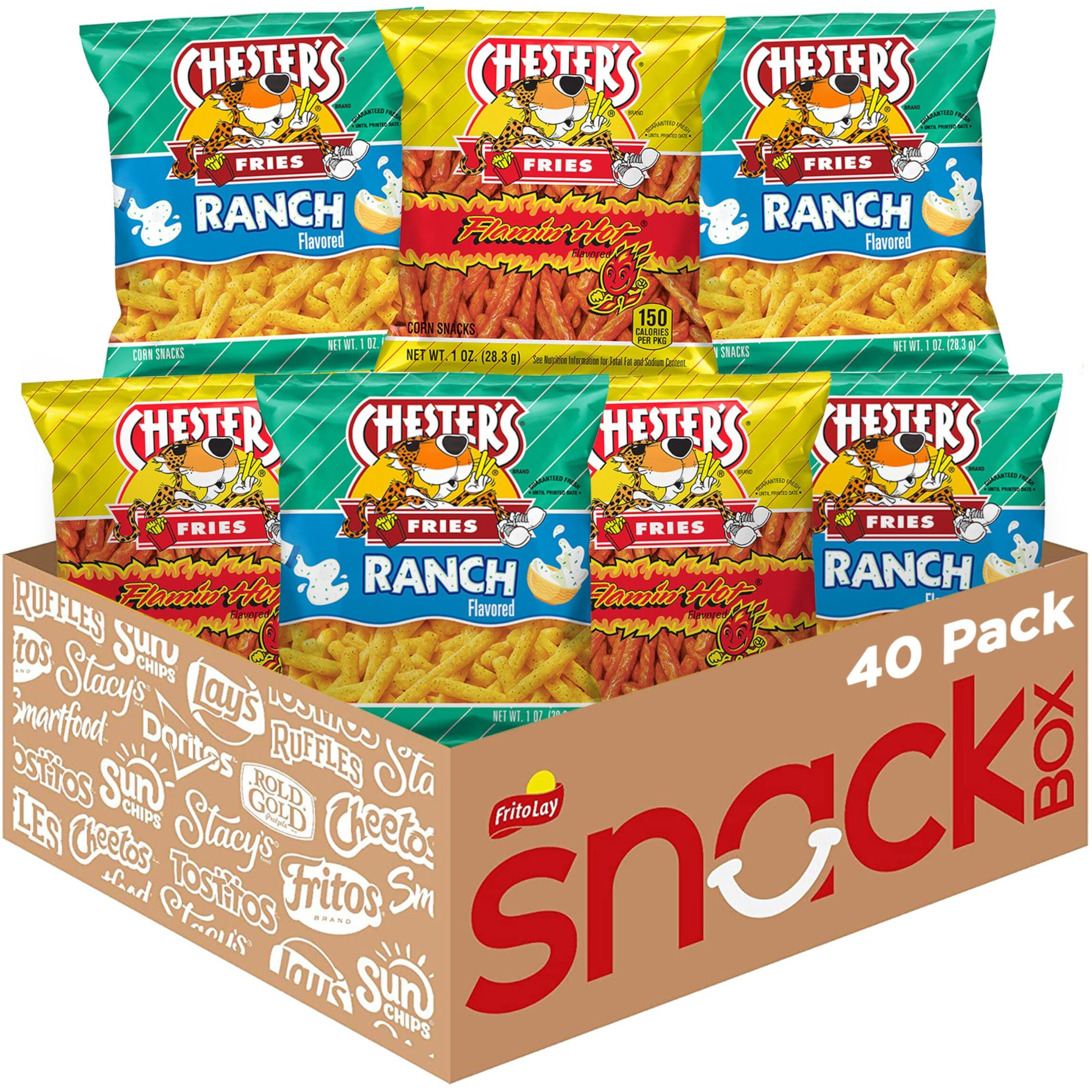 Chesters Fries, Hot & Ranch Flavored Variety Pack (Pack Of 40)