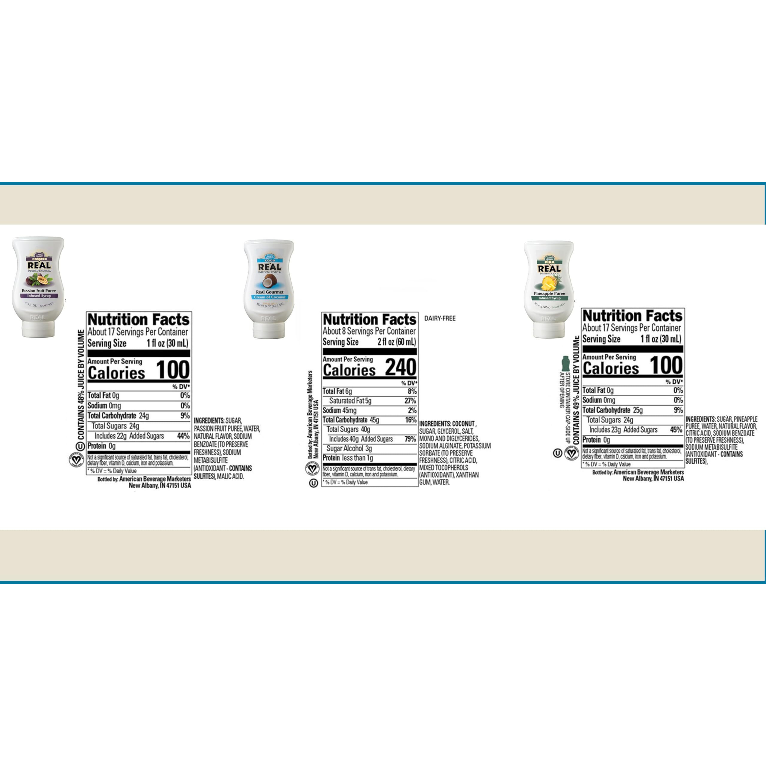 Real Fun In The Sun Essentials Variety Pack Coco Real, Pina Real, And Passion Real (Pack Of 3, 16.9 Fl Oz Bottles)