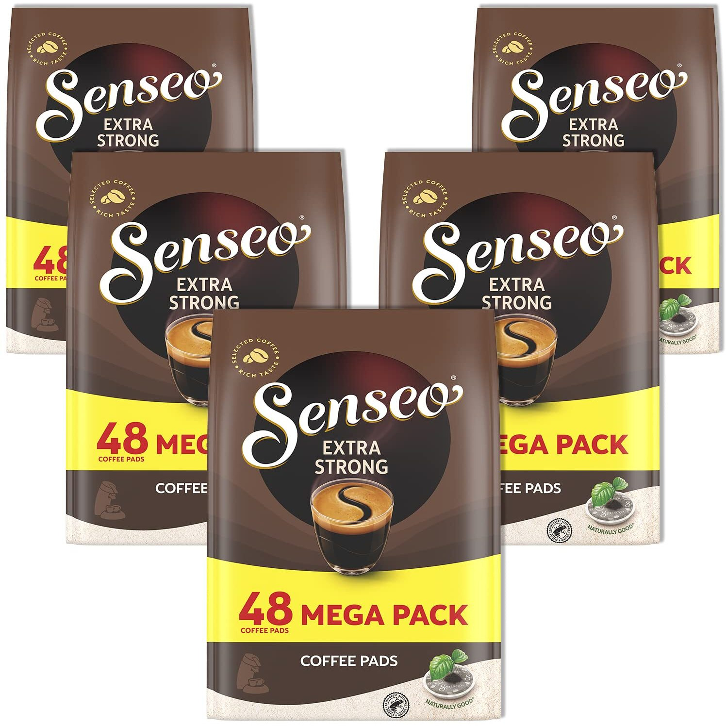 Senseo Extra Strong Coffee Pods Bag - Extra Strong Roast - 5 Bags Of 48 Single Serve Coffee Pods - 240 Count, 8 Grams - Bulk Packaged For Decreased Waste Rich, Smooth Flavor