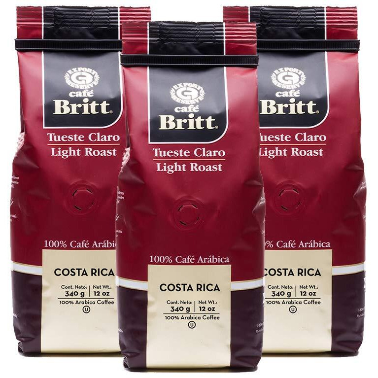 Caf   Britt - Costa Rican Light Roast Coffee (12 Oz.) (3-Pack) - Whole Bean, Arabica Coffee, Kosher, Gluten Free, 100% Gourmet & Light Roast