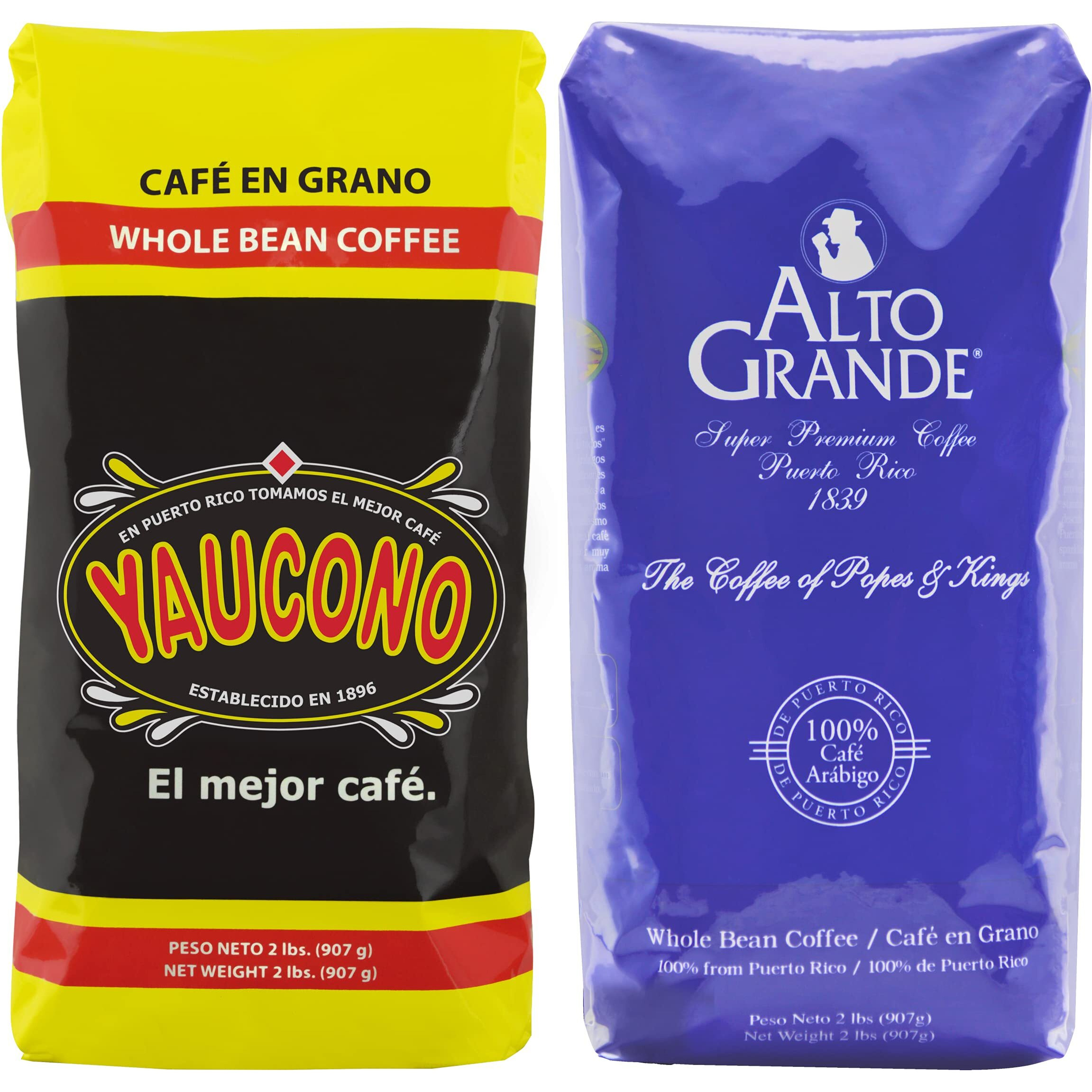 Alto Grande Medium-Dark Roast And Yaucono Medium Roast, Whole Bean Coffee, One Bag Of Each, 2 Pound (Pack Of 2)