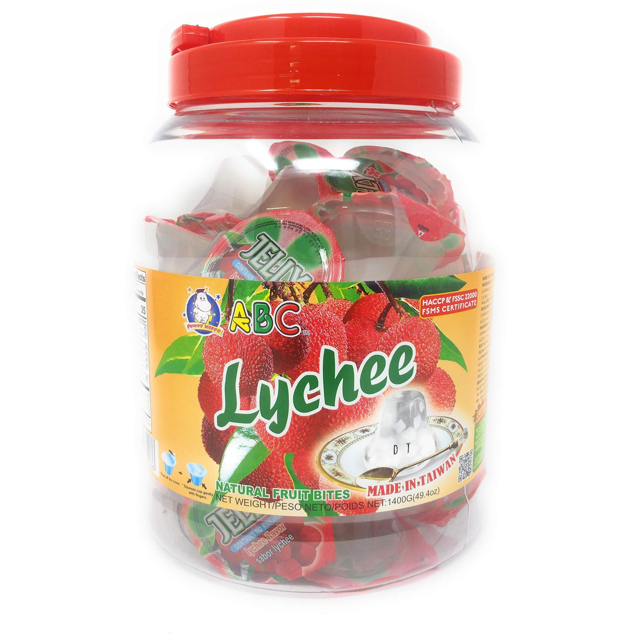 Funny Hippo Abc Fruitery Jelly Natural Fruit Bites - Lychee 49.4Oz (1400G)