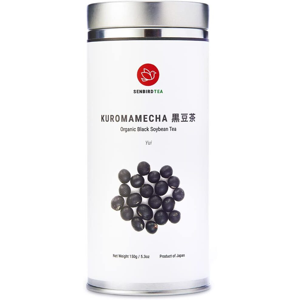 Senbird Organic Kuromamecha - Japanese Black Soybean Tea - From Hokkaido, Japan - Loose Leaf Kuromame Tea In Airtight Tea Tin (5.3Oz/150G)