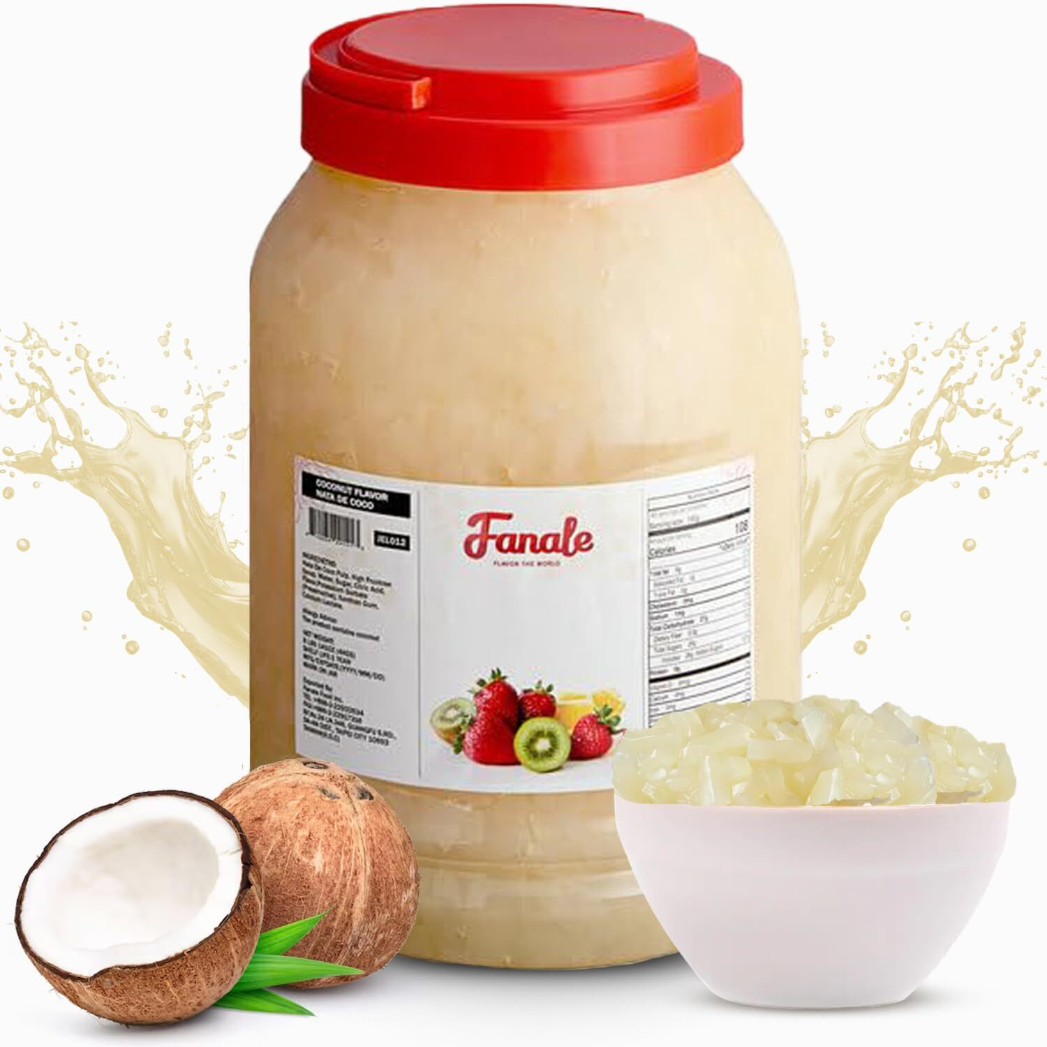 New Fanale Coconut Jelly Topping Nata De Coco For Boba Tea | Ice Cream | Yogurt | Smoothie | Milk Tea | Desserts Coconut, 8.3 Pound (Pack Of 4) | Jel012-Cs