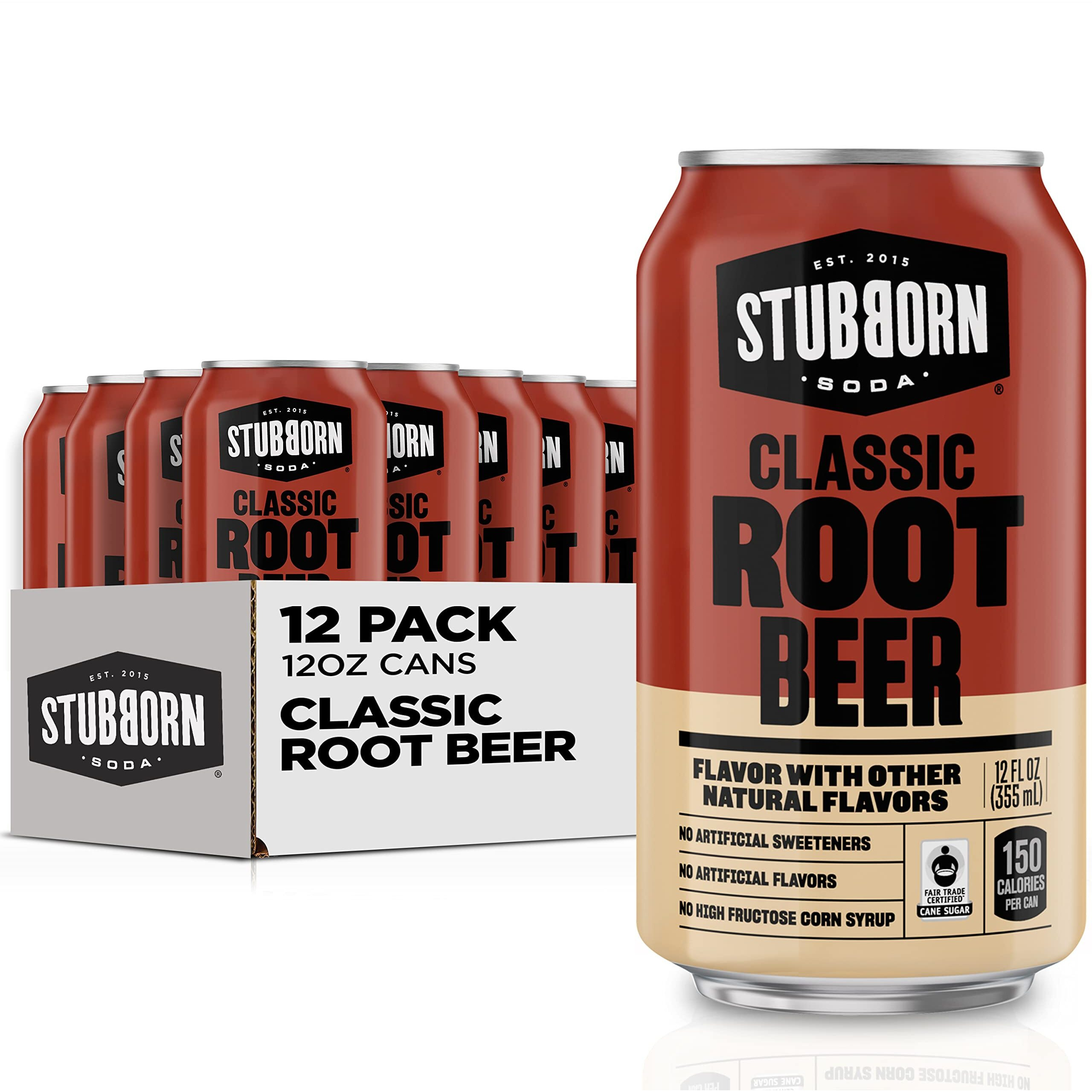 Stubborn Soda, Classic Root Beer, 12Oz Cans (12 Pack)