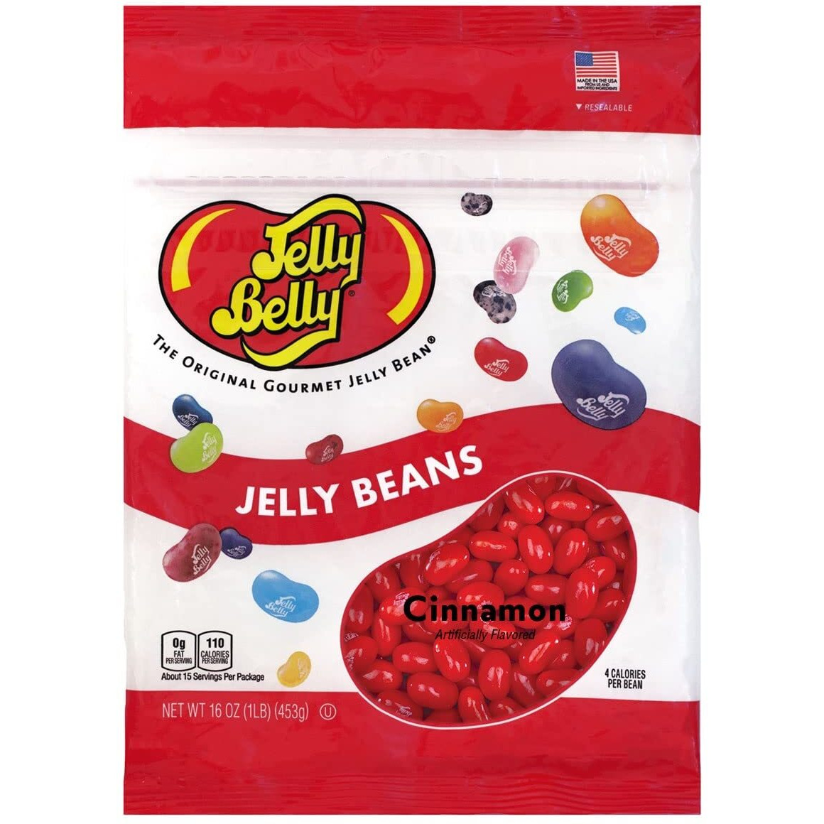 Jelly Belly Cinnamon Jelly Beans - 1 Pound (16 Ounces) Resealable Bag - Genuine, Official, Straight From The Source