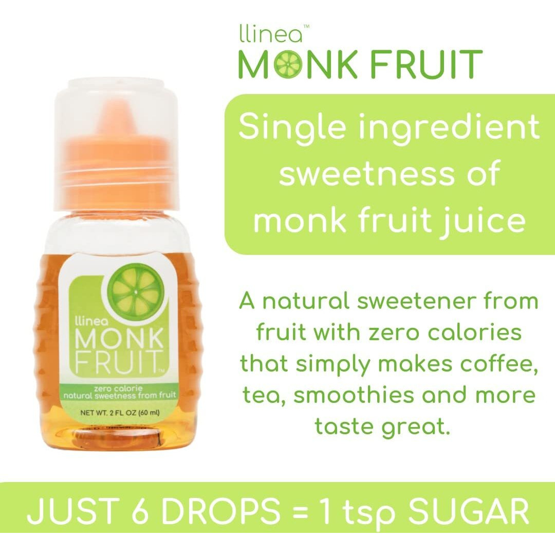 Llinea Monk Fruit - 2-Pack (400 Total Servings) - Sweetens Coffee, Tea, Smoothies, & More - Zero Calories - Zero Carbs - Gluten-Free - Non-Gmo - No Erythritol