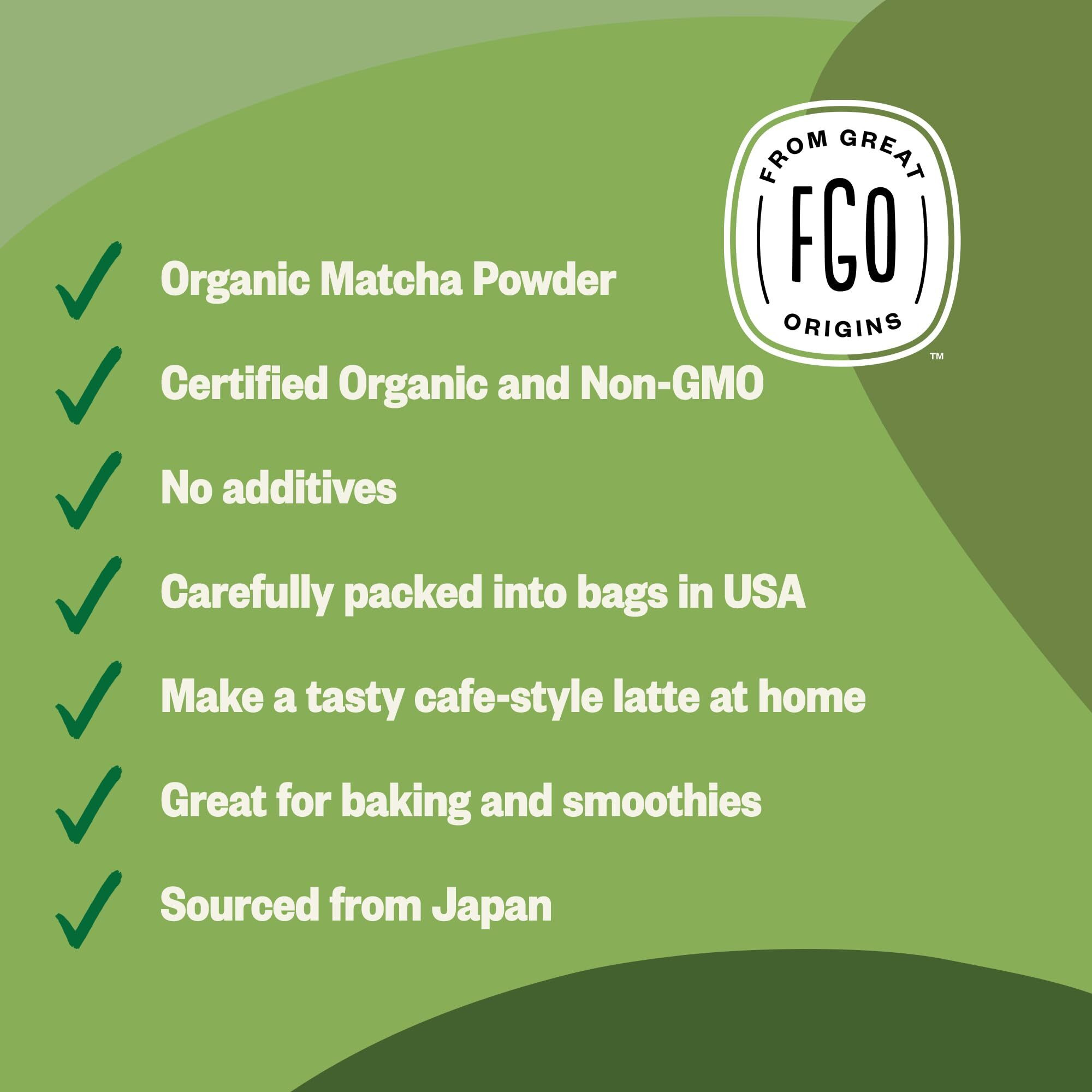 Fgo Organic Matcha Green Tea Powder, Japanese Culinary Grade, Resealable Bag, 16Oz, Packaging May Vary (Pack Of 1)
