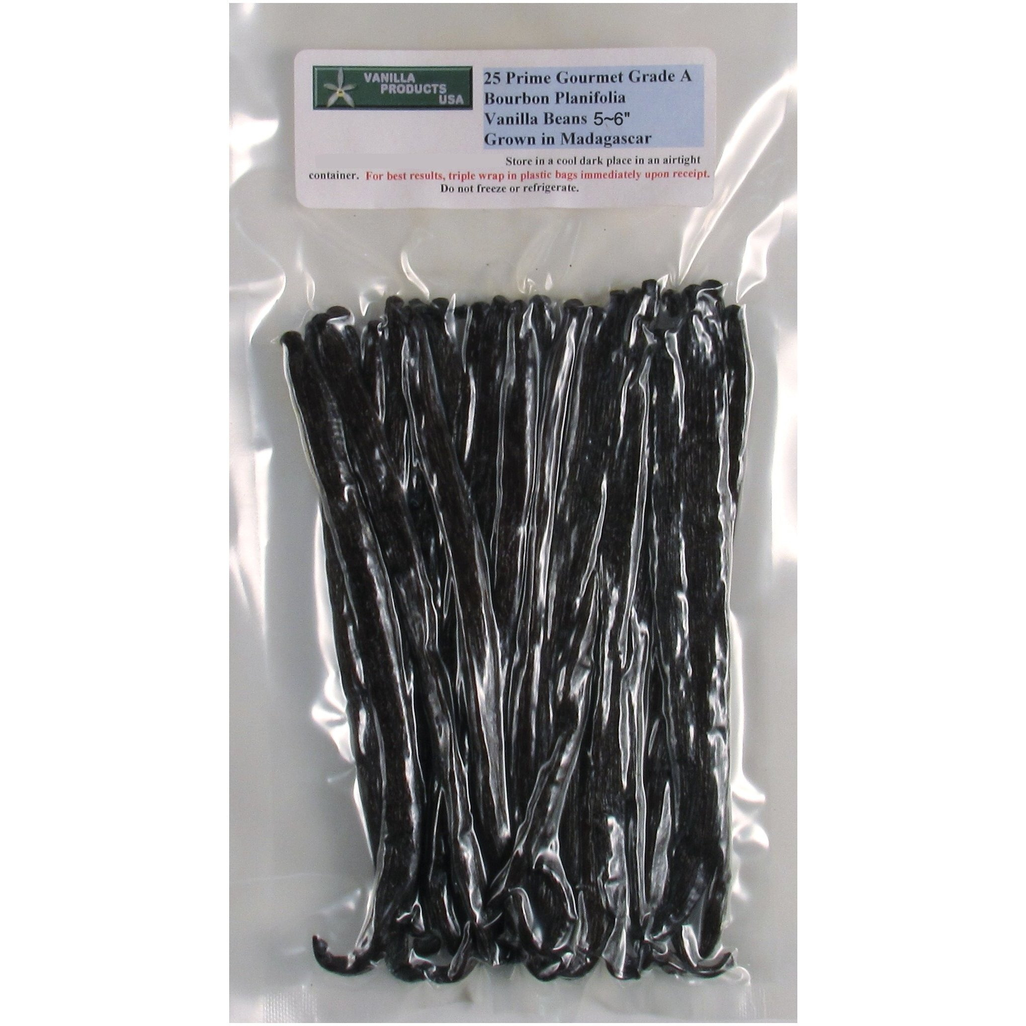 Vanilla Products Usa 25 Madagascar Bourbon Planifolia Grade A Gourmet Vanilla Beans 5~6""