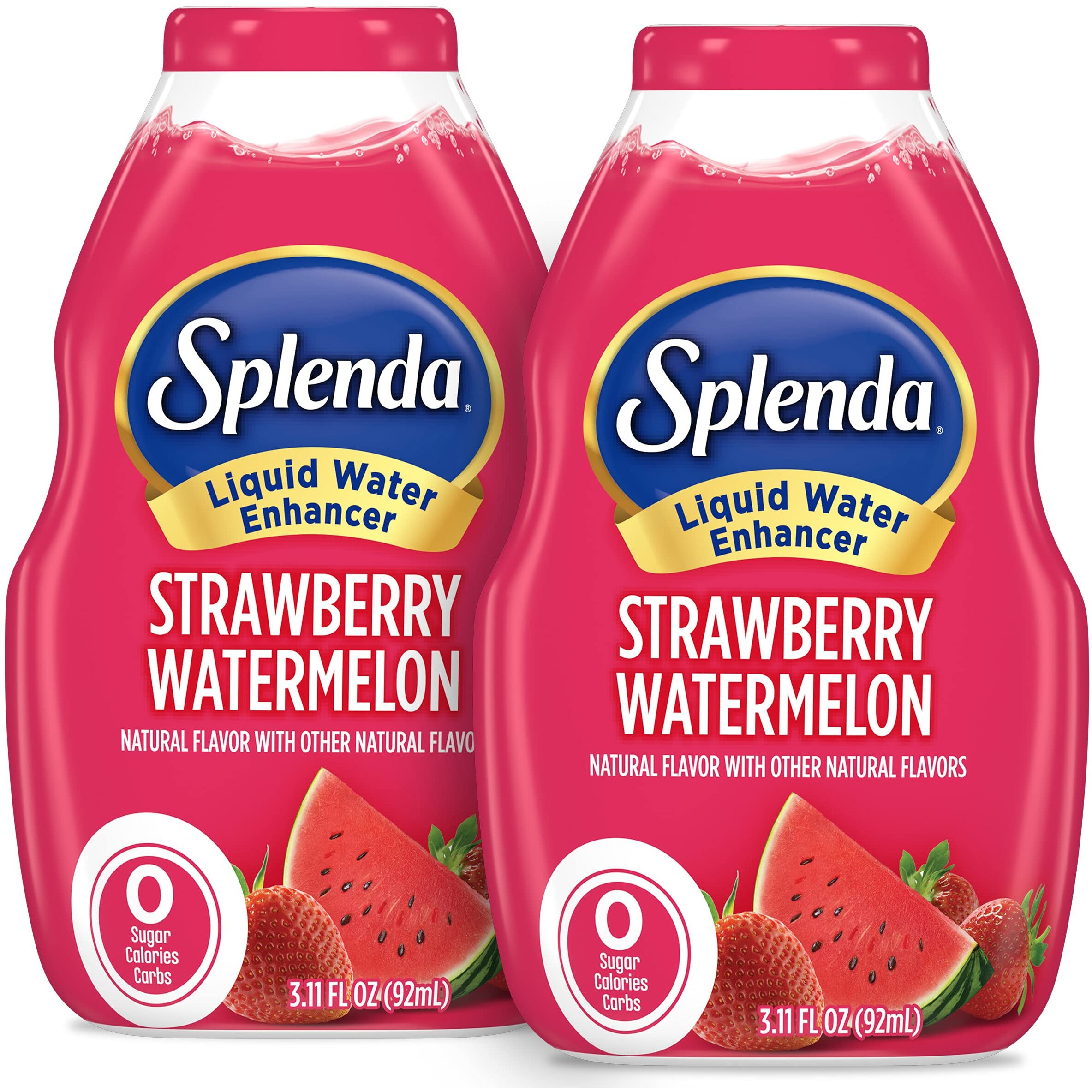 Splenda Liquid Water Enhancer Drops, Sugar Free, Zero Calorie, Natural Flavor, Concentrated Drink Mix, 3.11 Fl Oz Each Bottle (Strawberry Watermelon, 2 Pack)