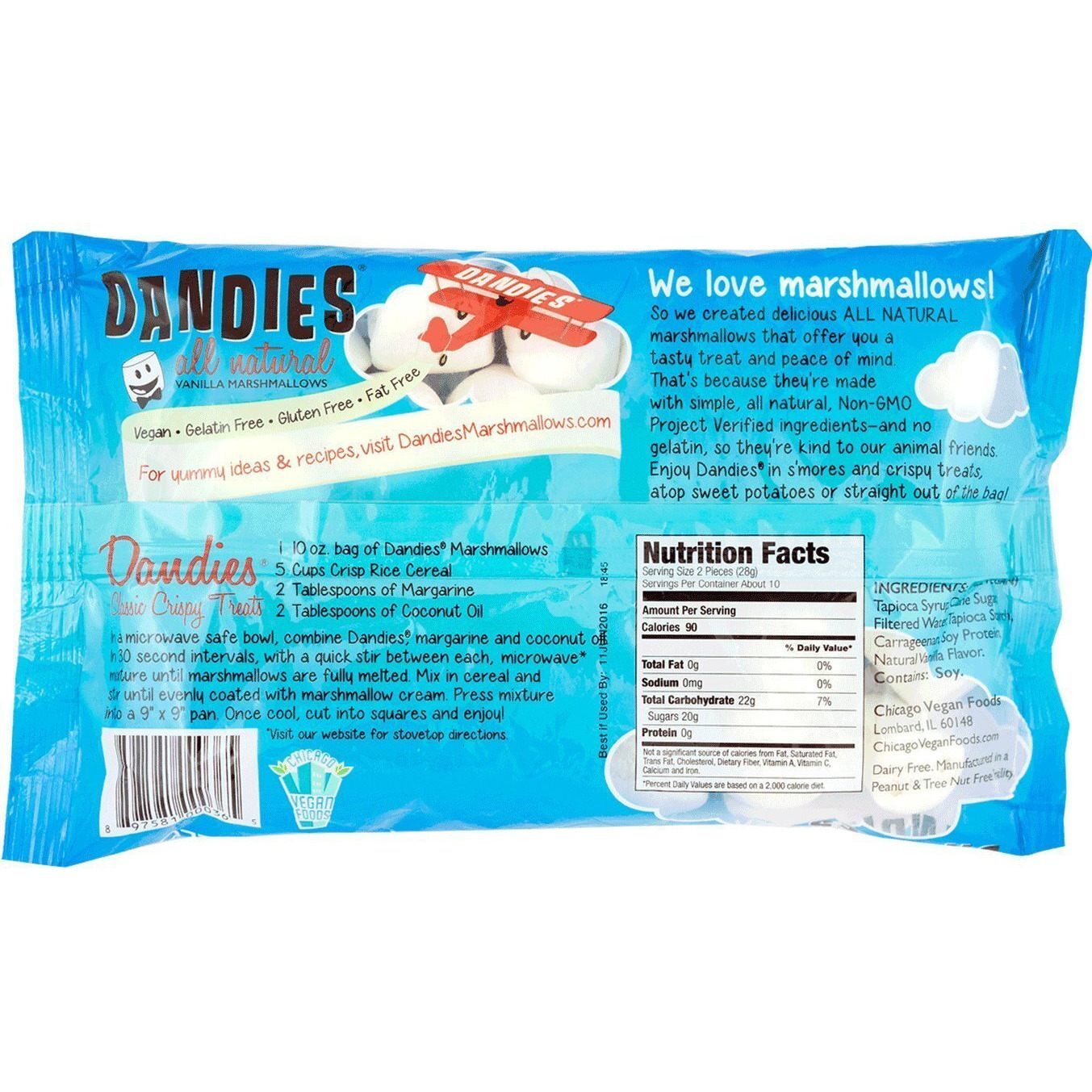 Dandies - Vegan Marshmallows, Vanilla, 10 Ounce (Pack Of 2)
