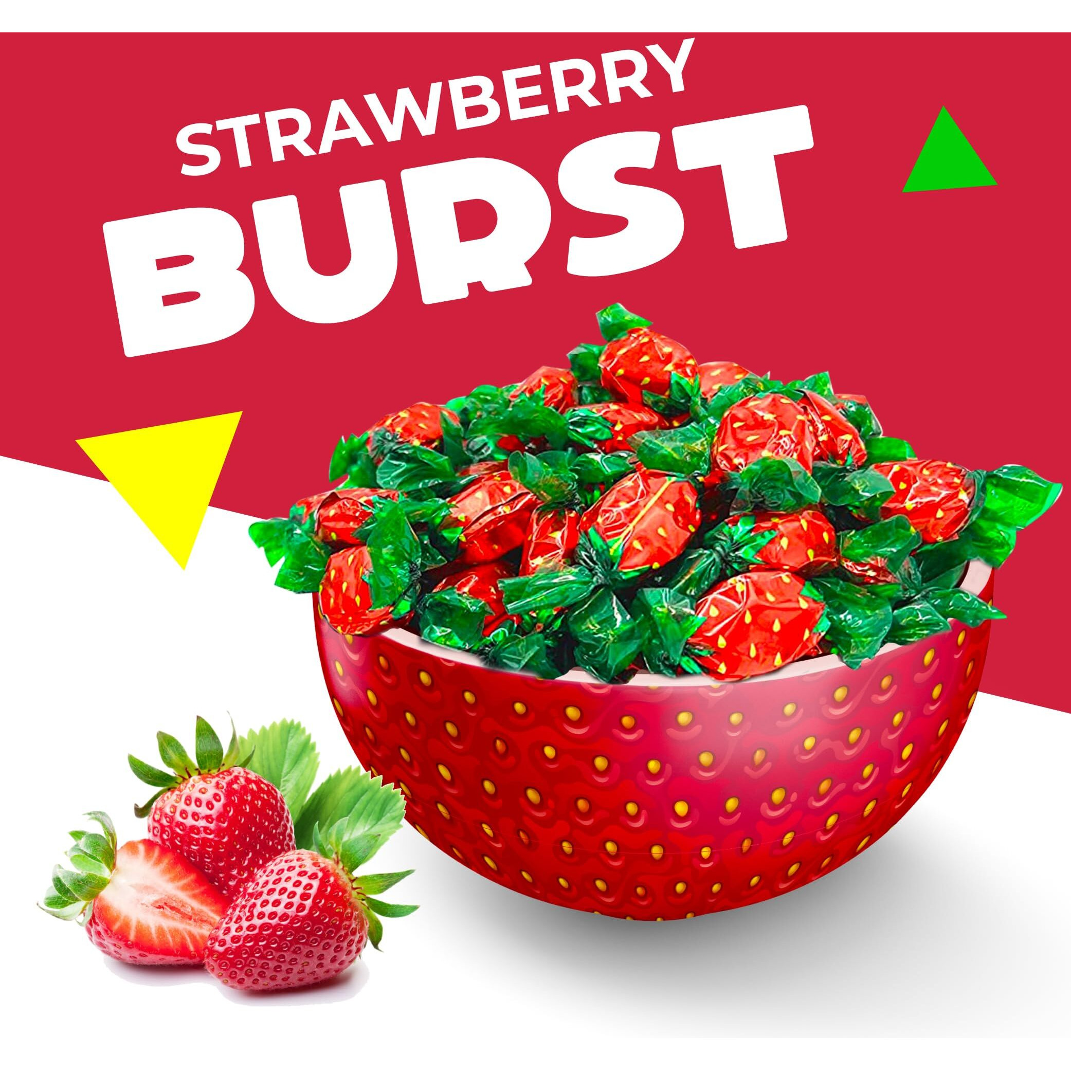 Strawberry Filled Bon Bons Hard Candy, Individually Wrapped (1 Pound Bag)