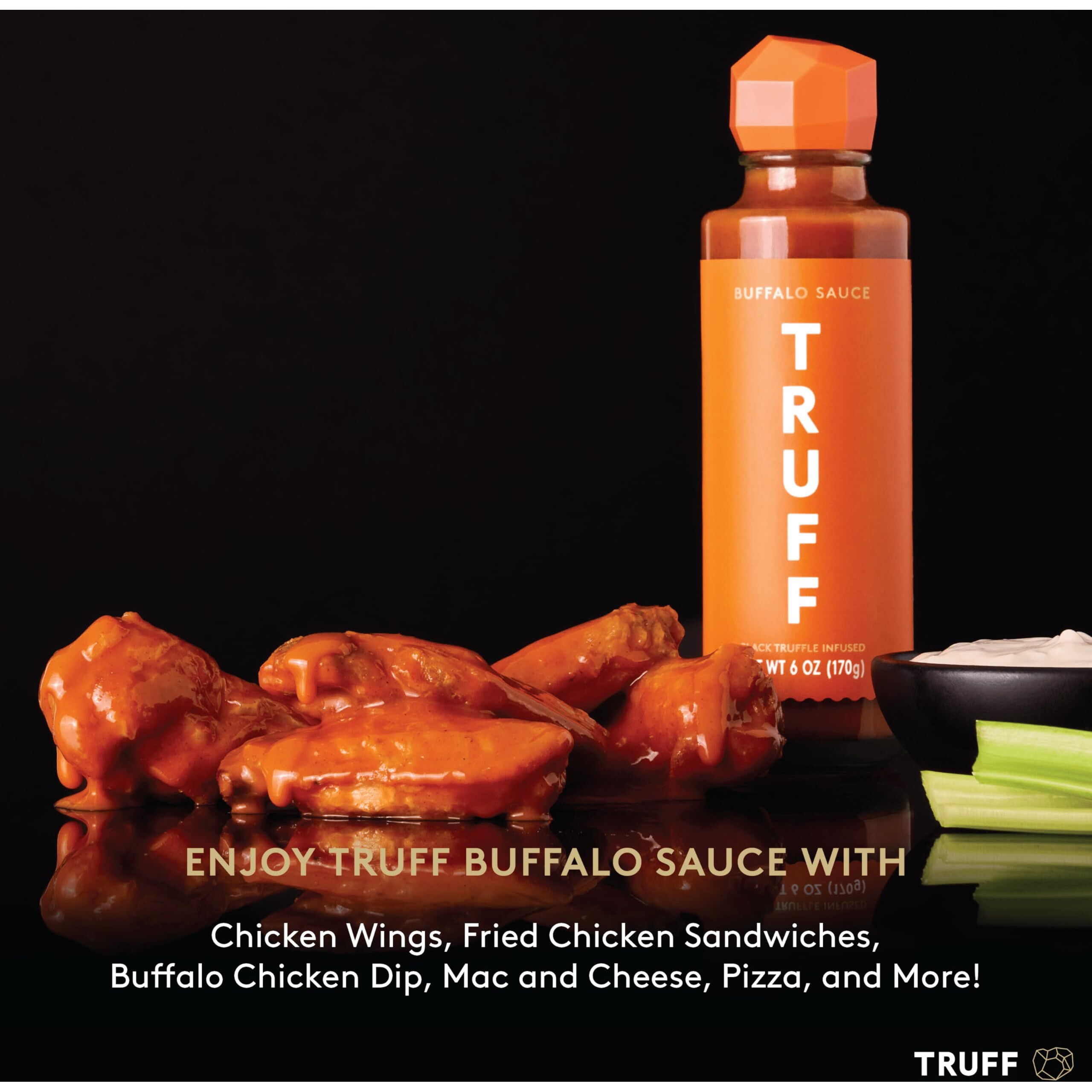 Truff Buffalo Sauce, Gourmet Hot Sauce With Red Cayenne Peppers, Black Truffle Oil, Agave Nectar, Unique Flavor Experience In A Bottle, 6 Oz.
