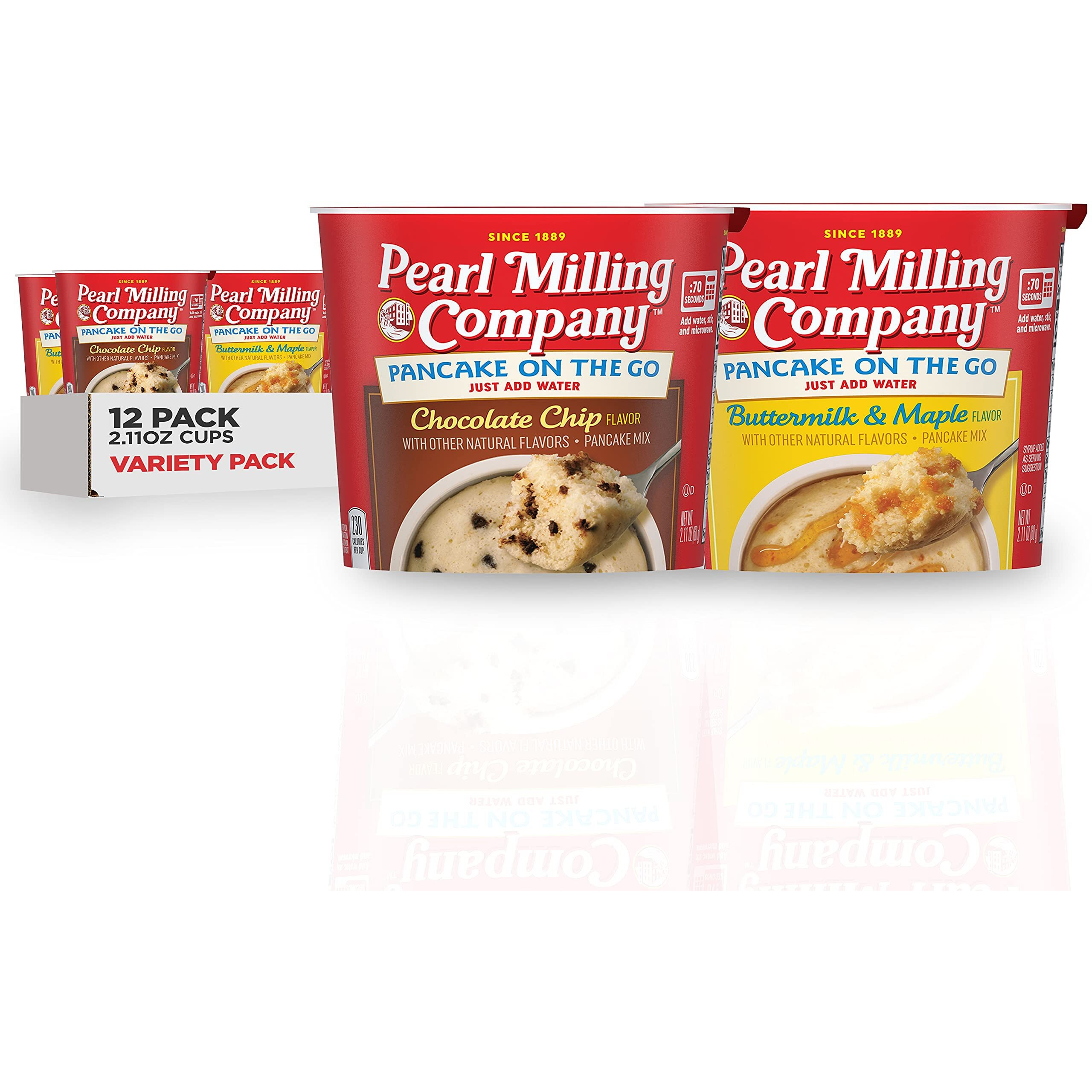 Pearl Milling Company Pancake Cups, 2 Flavor Variety, 2.11 Oz, Pack Of 12