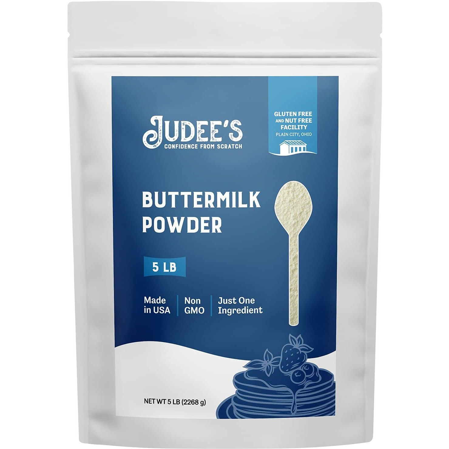 Judees Bulk Buttermilk Powder 40 Lb (5Lb Pack Of 8) - 100% Non-Gmo, Gluten-Free And Nut-Free - Perfect For Pancakes, Fried Chicken And Cornbread - Use In Baking Or Cooking - Make Liquid Buttermilk