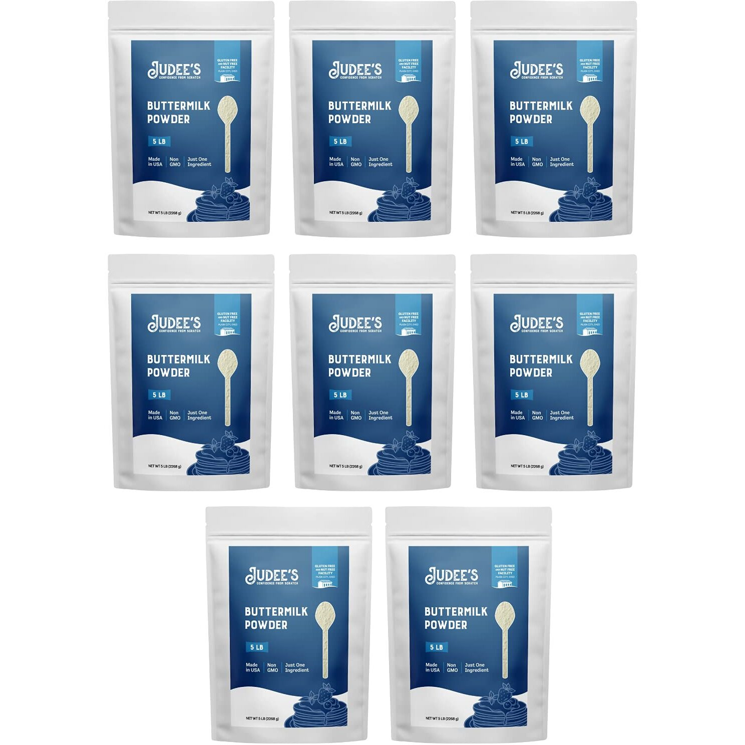 Judees Bulk Buttermilk Powder 40 Lb (5Lb Pack Of 8) - 100% Non-Gmo, Gluten-Free And Nut-Free - Perfect For Pancakes, Fried Chicken And Cornbread - Use In Baking Or Cooking - Make Liquid Buttermilk