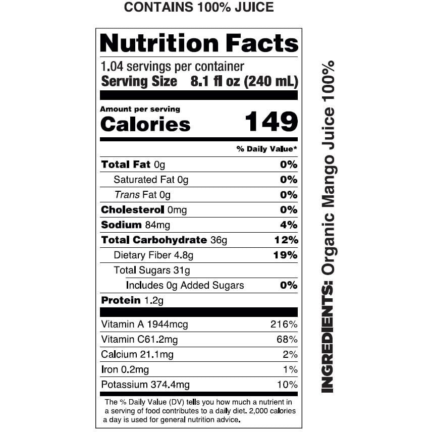 Pomona Organic Juices Pure Mango Juice, 8.4 Ounce Bottle (Pack Of 12), Cold Pressed Organic Juice, Non-Gmo, No Sugar Added, Not From Concentrate, Gluten Free, Kosher Certified, Preservative Free