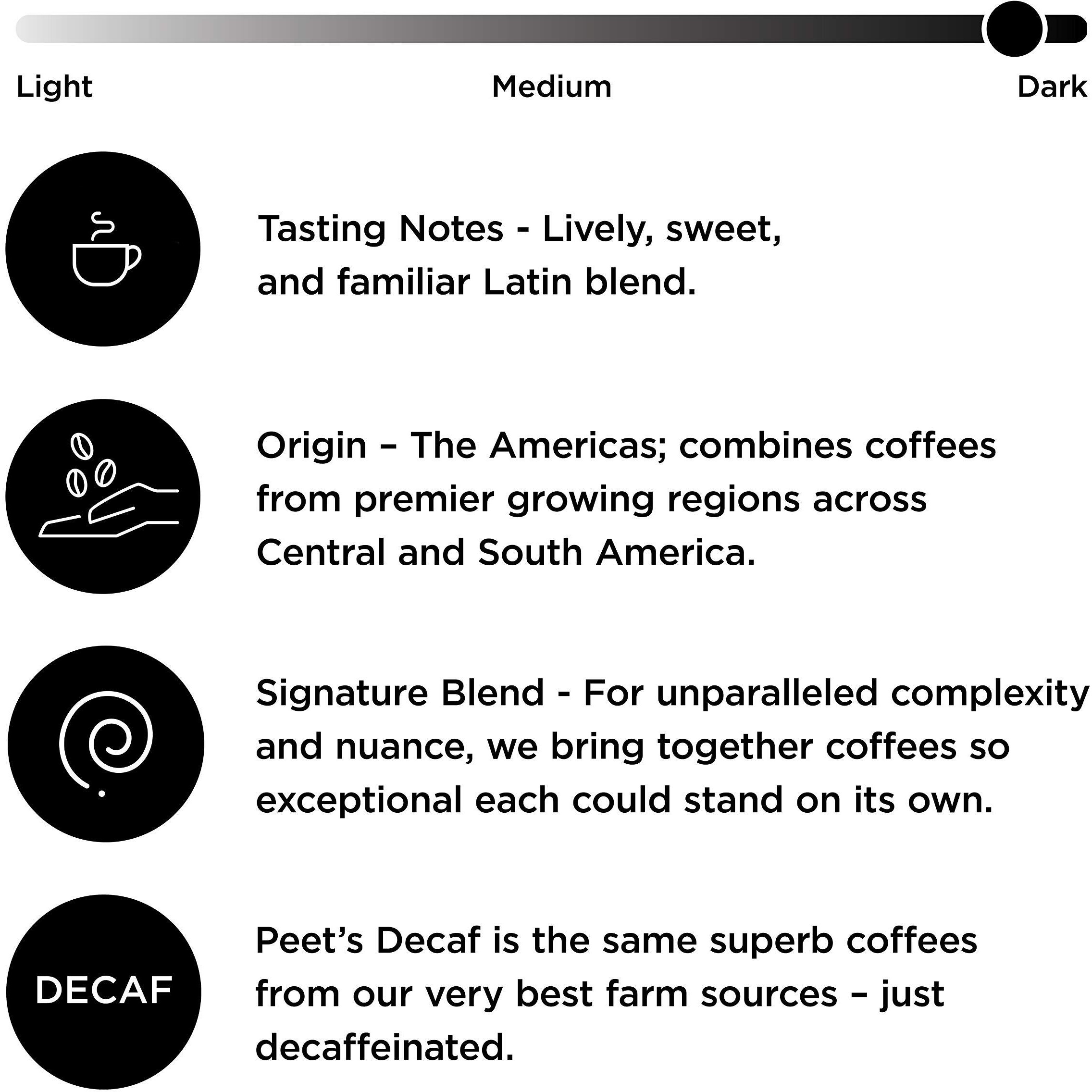 Peets Coffee Decaf House Blend K-Cup Coffee Pods For Keurig Brewers, Dark Roast, 22 Pods