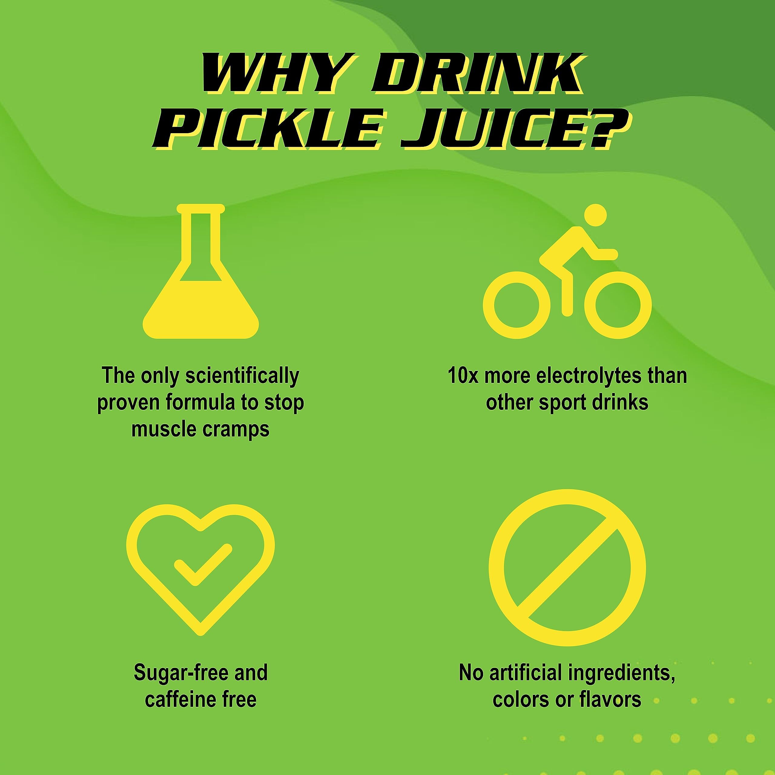 Pickle Juice Sports Drink - Relieves Cramps Immediately - Electrolyte Pickle Juice For Day & Night Time Cramp Relief - Organic Pickle Juice For Leg Cramps - No Artificial Ingredients - 16 Oz, 12 Pack