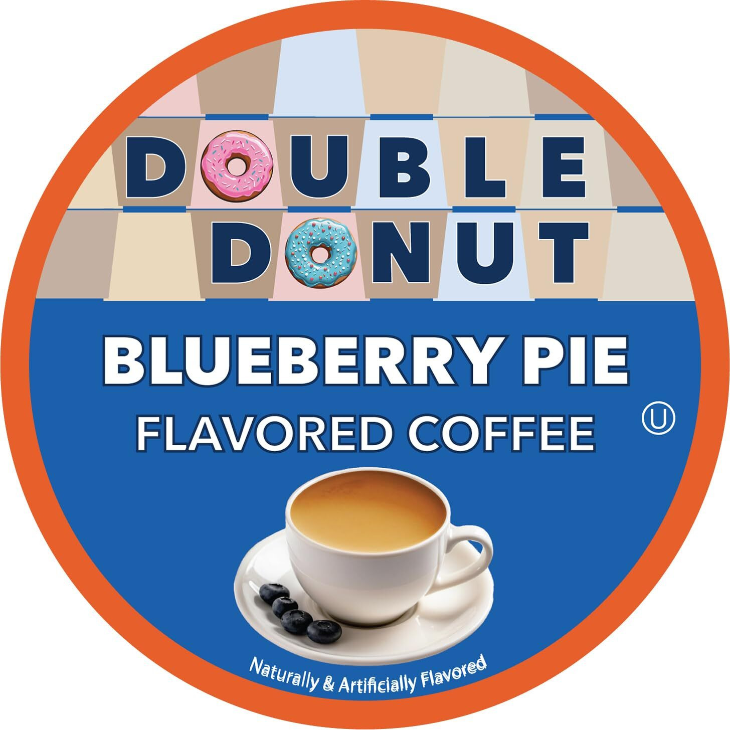 Double Donut Flavored Coffee Pods, Blueberry Coffee, Single Serve Hot Or Iced Coffee For Keurig K Cups Brewers, Medium Roast Coffee In Recyclable Pods, 24 Count