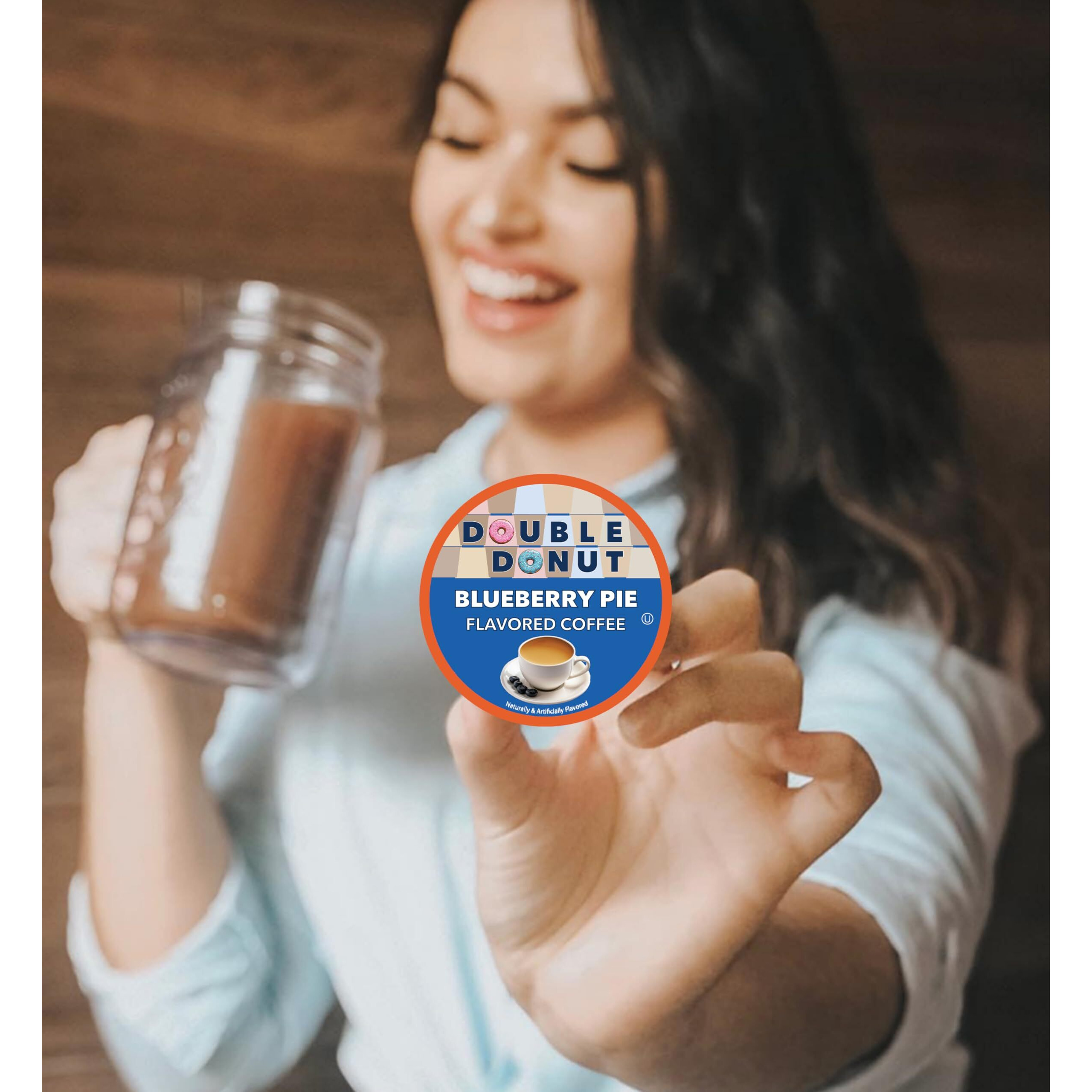 Double Donut Flavored Coffee Pods, Blueberry Coffee, Single Serve Hot Or Iced Coffee For Keurig K Cups Brewers, Medium Roast Coffee In Recyclable Pods, 24 Count