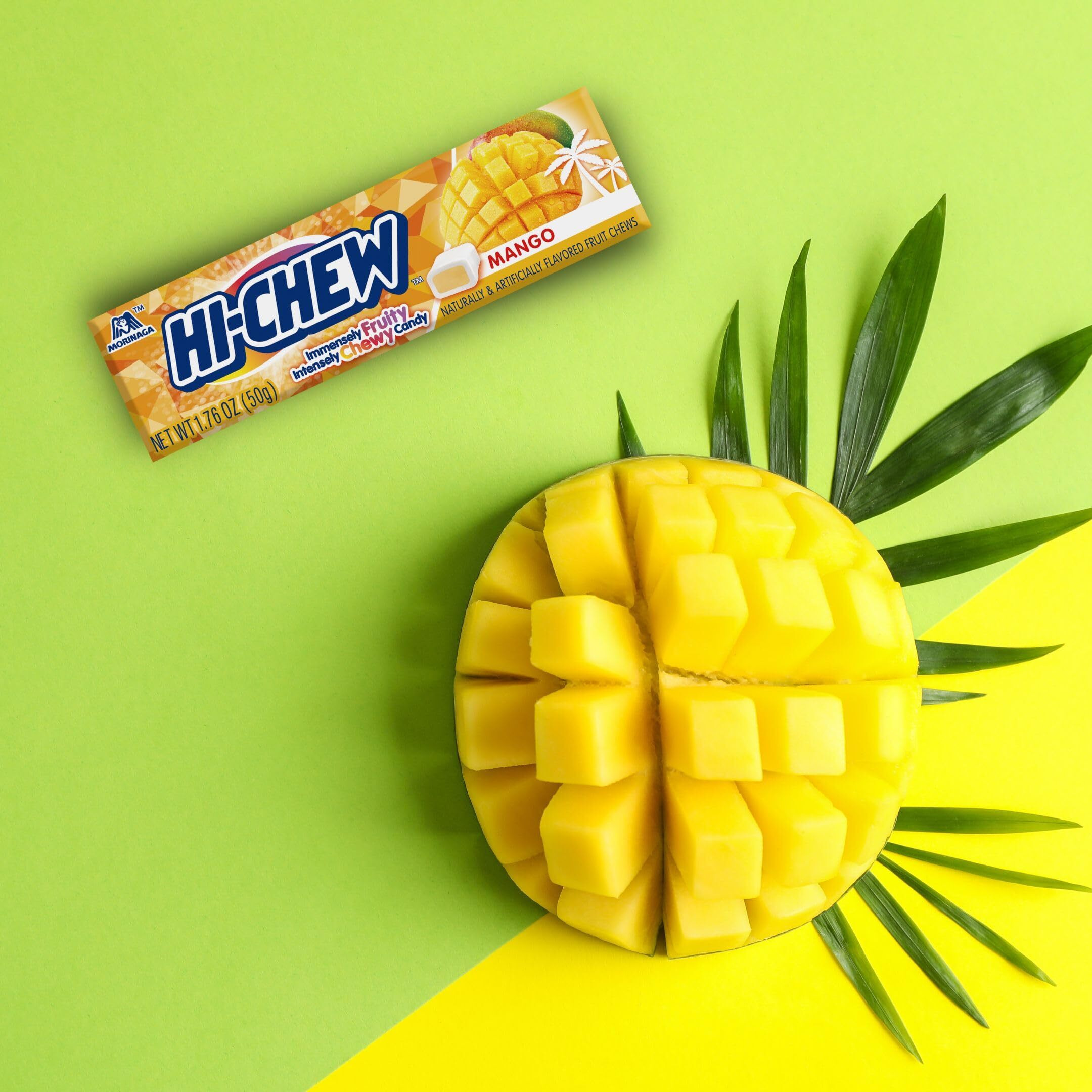 Hi-Chew Mango - Box Of 15 Sticks, 1.76Oz Ea | Unique Fun Soft & Chewy Taffy Candy | Immensely Juicy Exotic Fruit Flavors