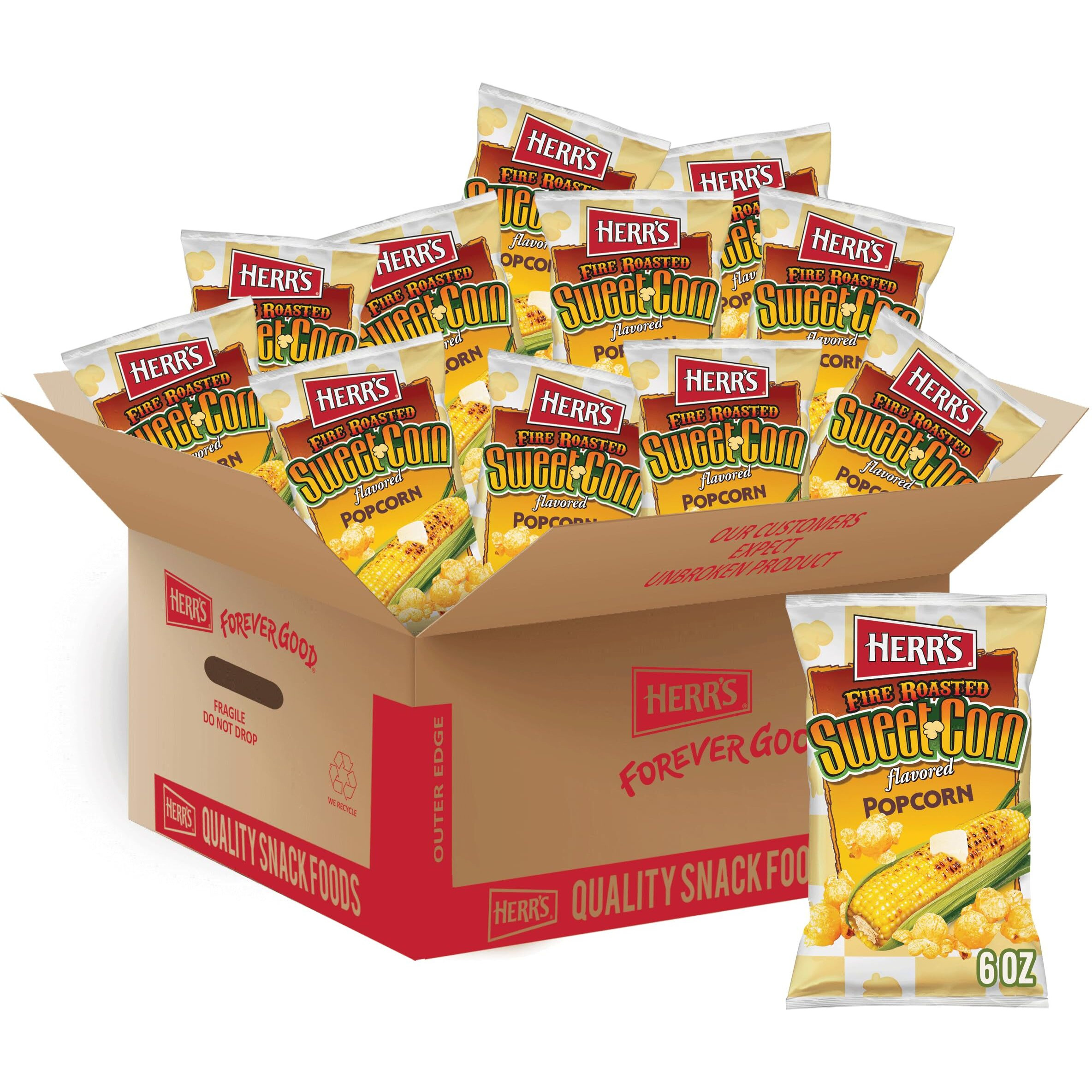 Herrs Popcorn, Fire Roasted Sweet Corn Flavor, Gluten Free Snacks, 6Oz Bag (9 Count)