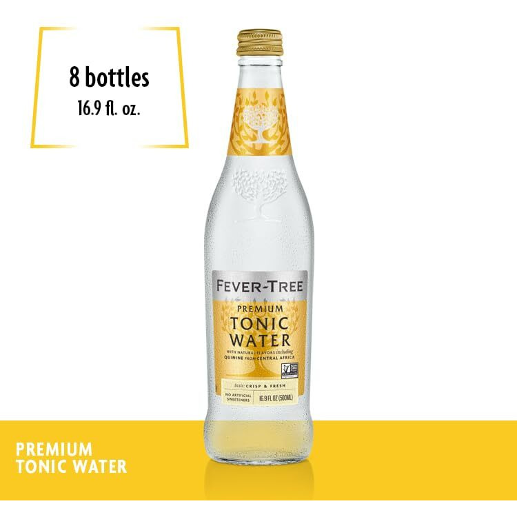 Fever Tree Indian Tonic Water - Premium Quality Mixer - Refreshing Beverage For Cocktails & Mocktails. Naturally Sourced Ingredients, No Artificial Sweeteners Or Colors - 500 Ml Bottles - Pack Of 8