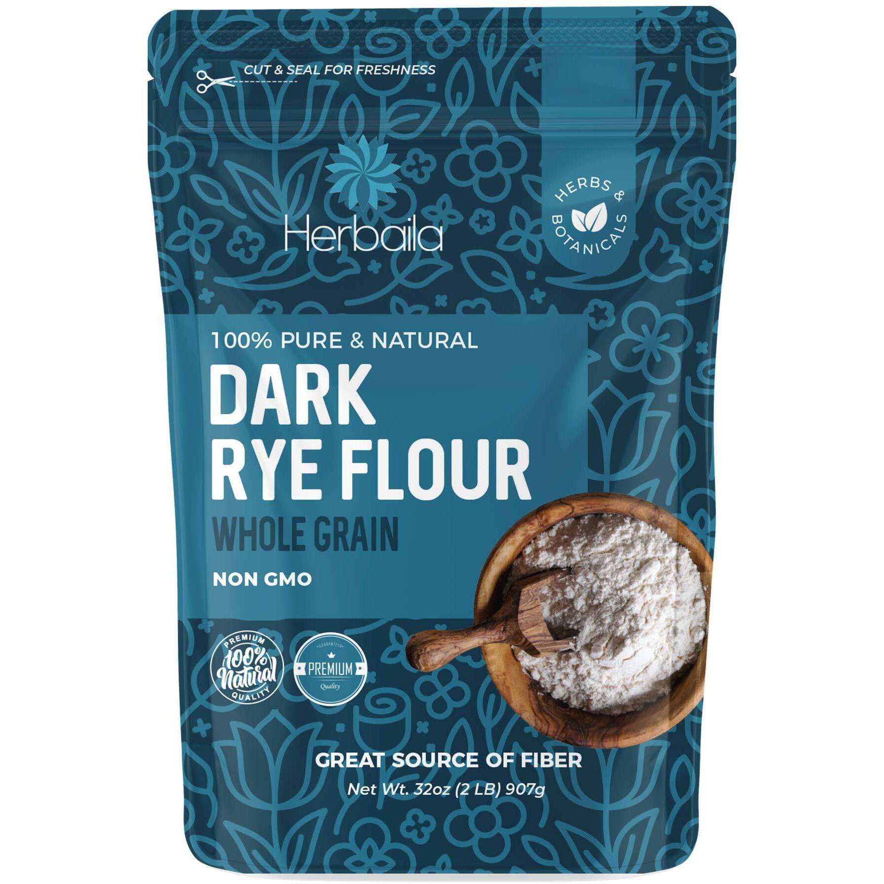 Rye Flour 2Lb / 32Oz, Dark Rye Flour For Bread, Pumpernickel Flour, Rye Bread Flour, Rye Flour For Baking, 100% Whole Rye Flour, Non-Gmo.
