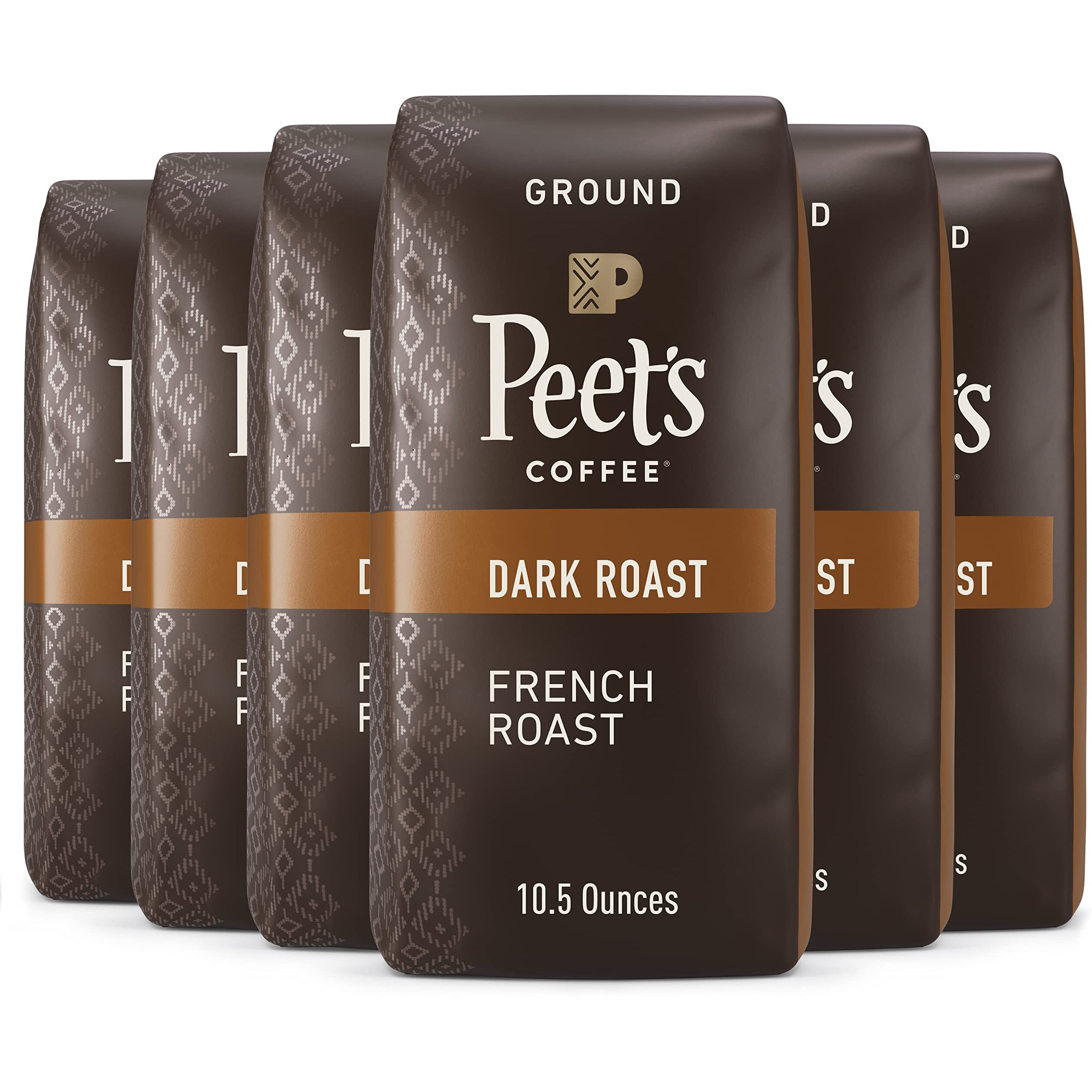 Peet's Coffee, Dark Roast Ground Coffee - French Roast 63 Ounces (6 Bags Of 10.5 Ounces)