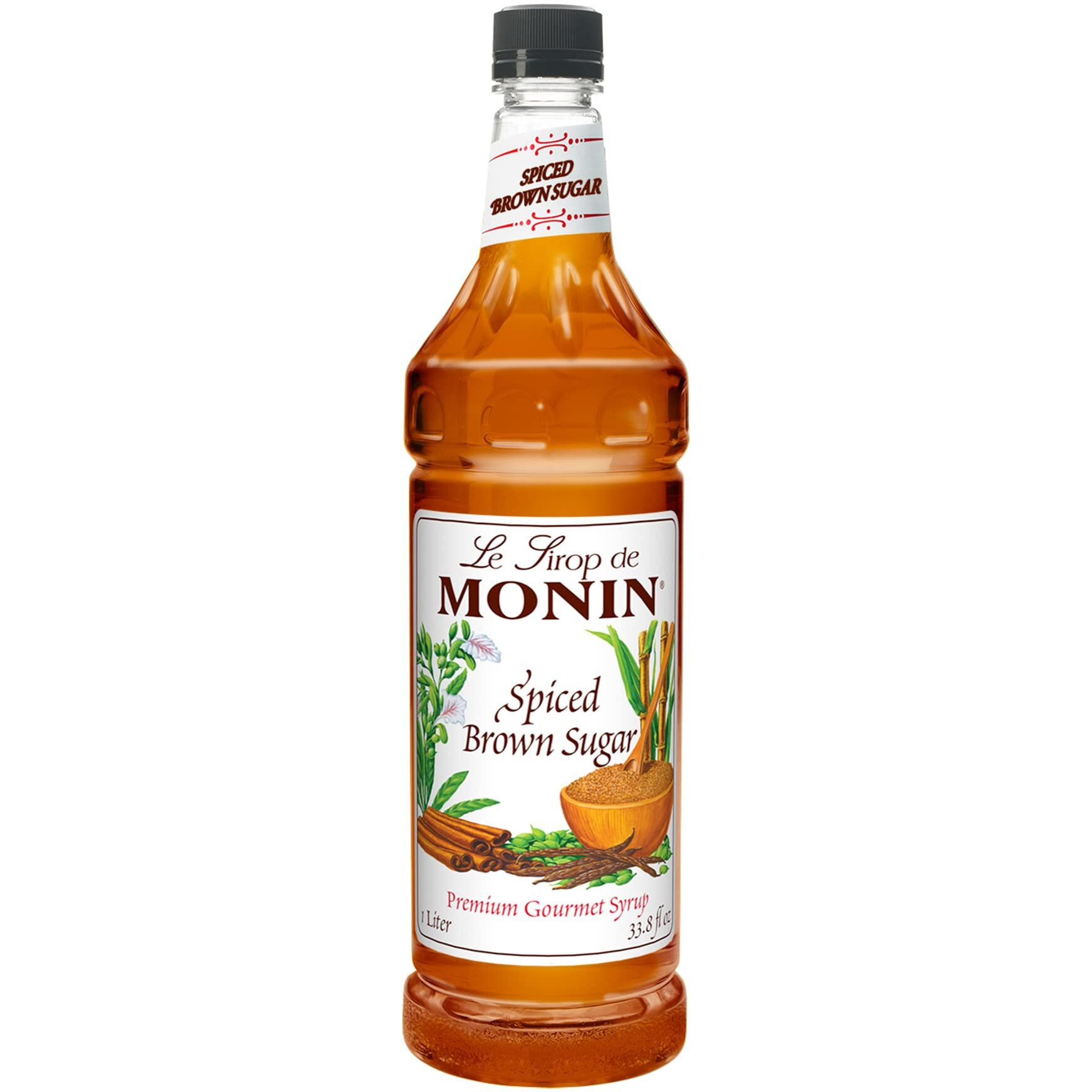 Monin - Spiced Brown Sugar Syrup, Sweet With Hints Of Cinnamon, Natural Flavors, Great For Coffee, Desserts, Ciders, And Cocktails, Non-Gmo, Gluten-Free (1 Liter)