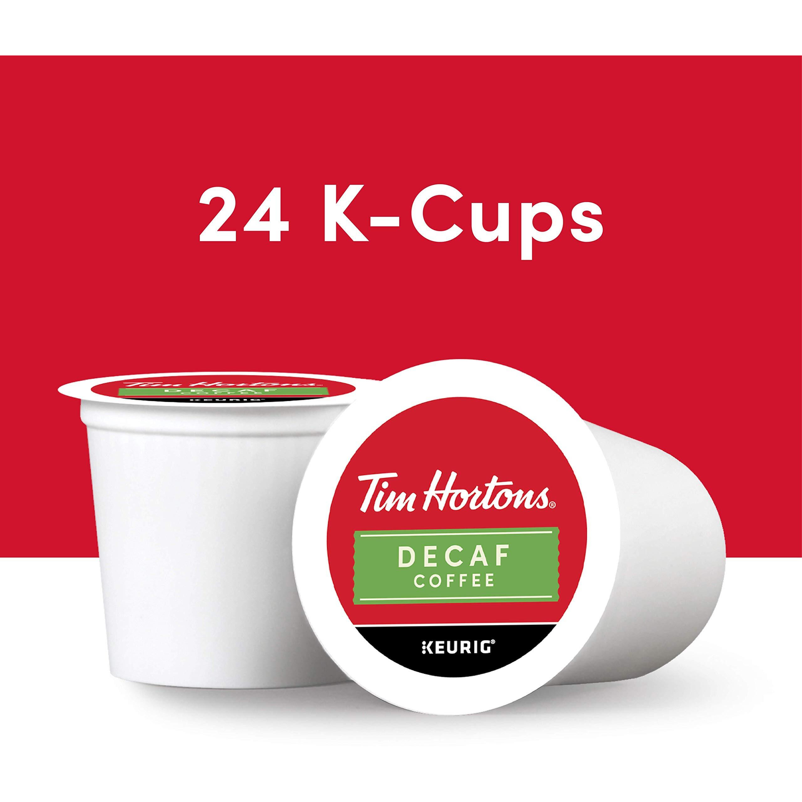 Tim Hortons Decaf Medium Roast Coffee, Single-Serve K-Cup Pods Compatible With Keurig Brewers, 96Ct K-Cups, Red 24 Count (Pack Of 4)