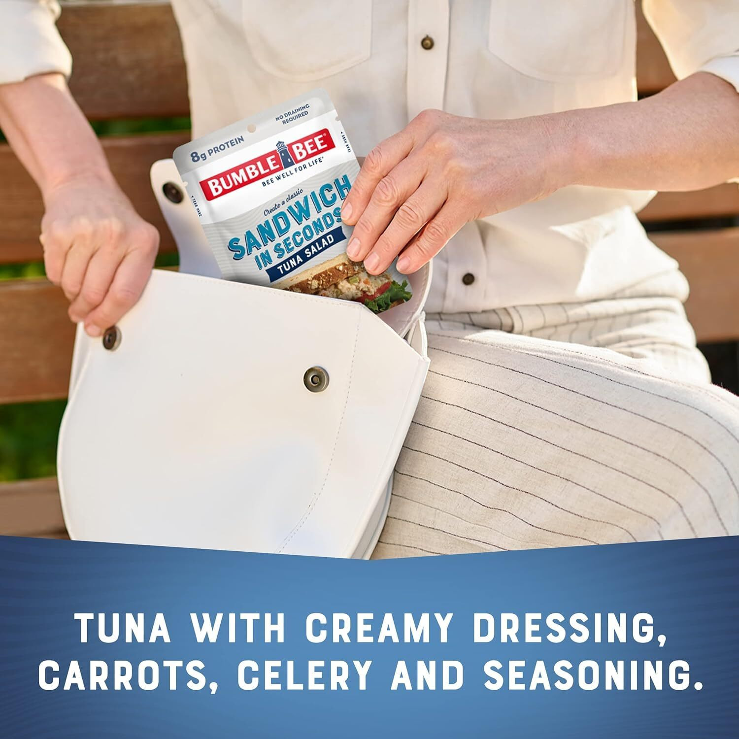 Bumble Bee Sandwich In Seconds Tuna Salad, 2.5 Oz Pouches (Pack Of 12) - Ready To Eat - Wild Caught Tuna Packet - 8G Protein Per Serving - Gluten Free