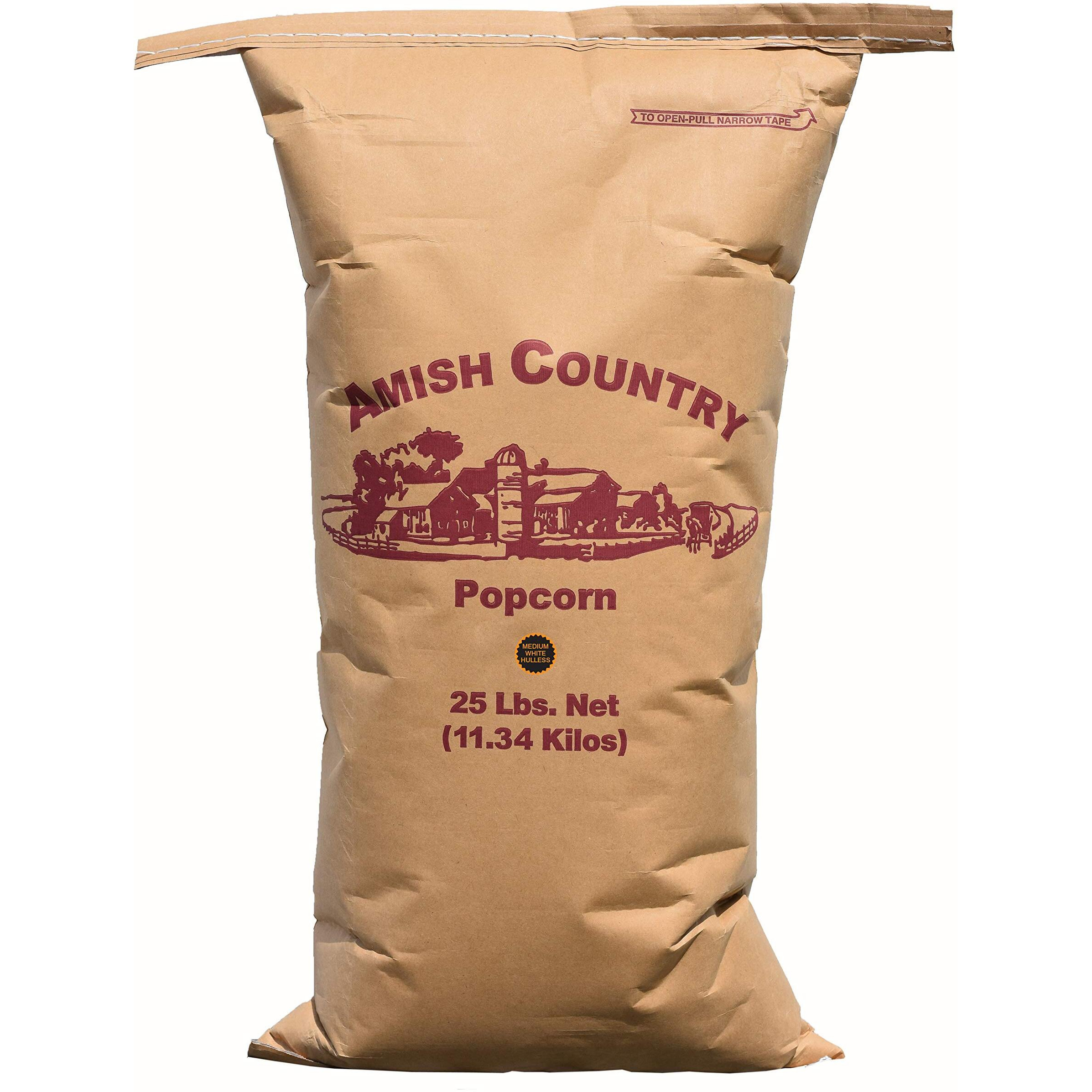 Amish Country Popcorn | 25 Lb Bag | Medium White Popcorn Kernels | Old Fashioned, Non-Gmo And Gluten Free (Medium White - 25 Lb Bag)