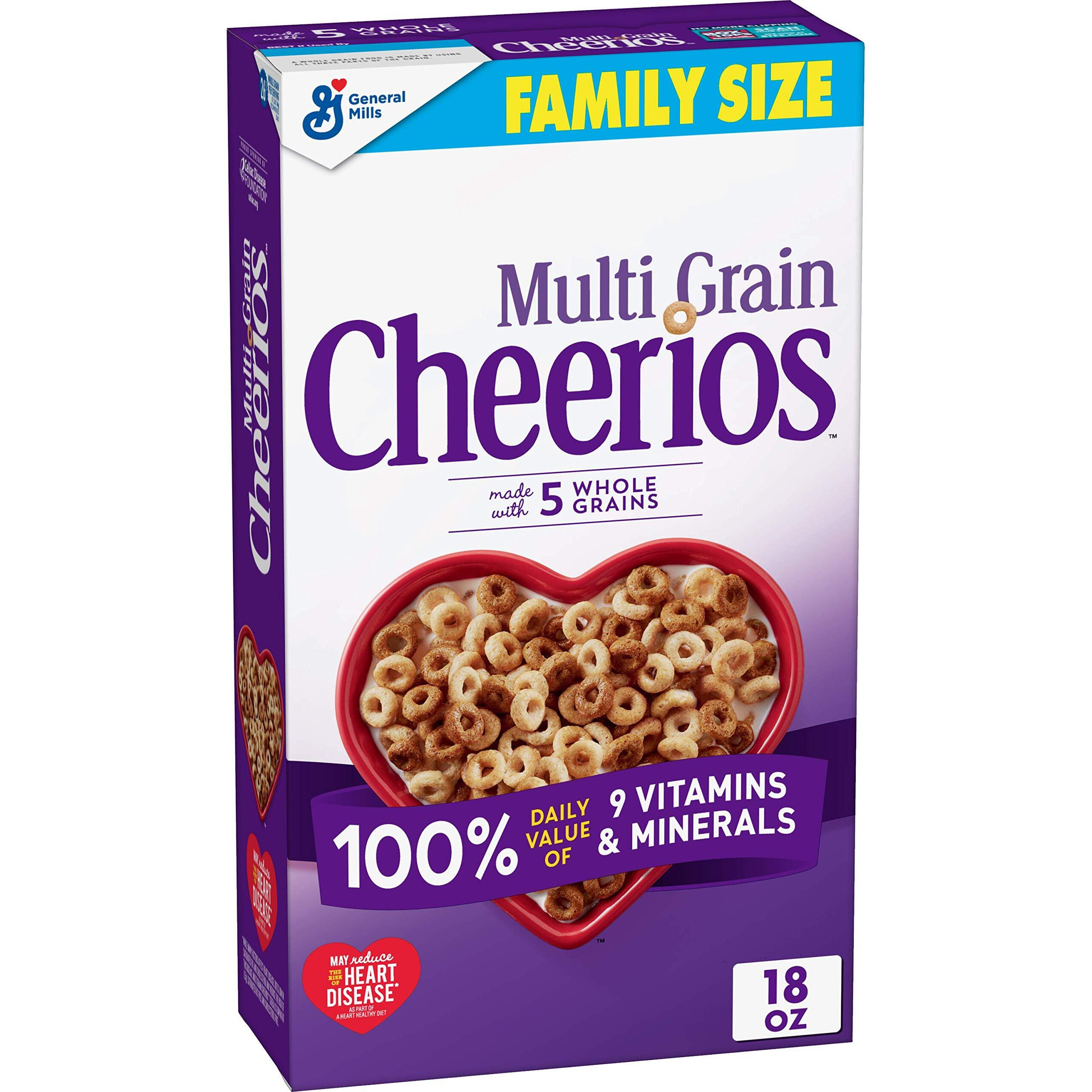 Cheerios Multi Grain, Breakfast Cereal, Gluten Free, Whole Grain Oats, 18 Oz (Pack Of 8)