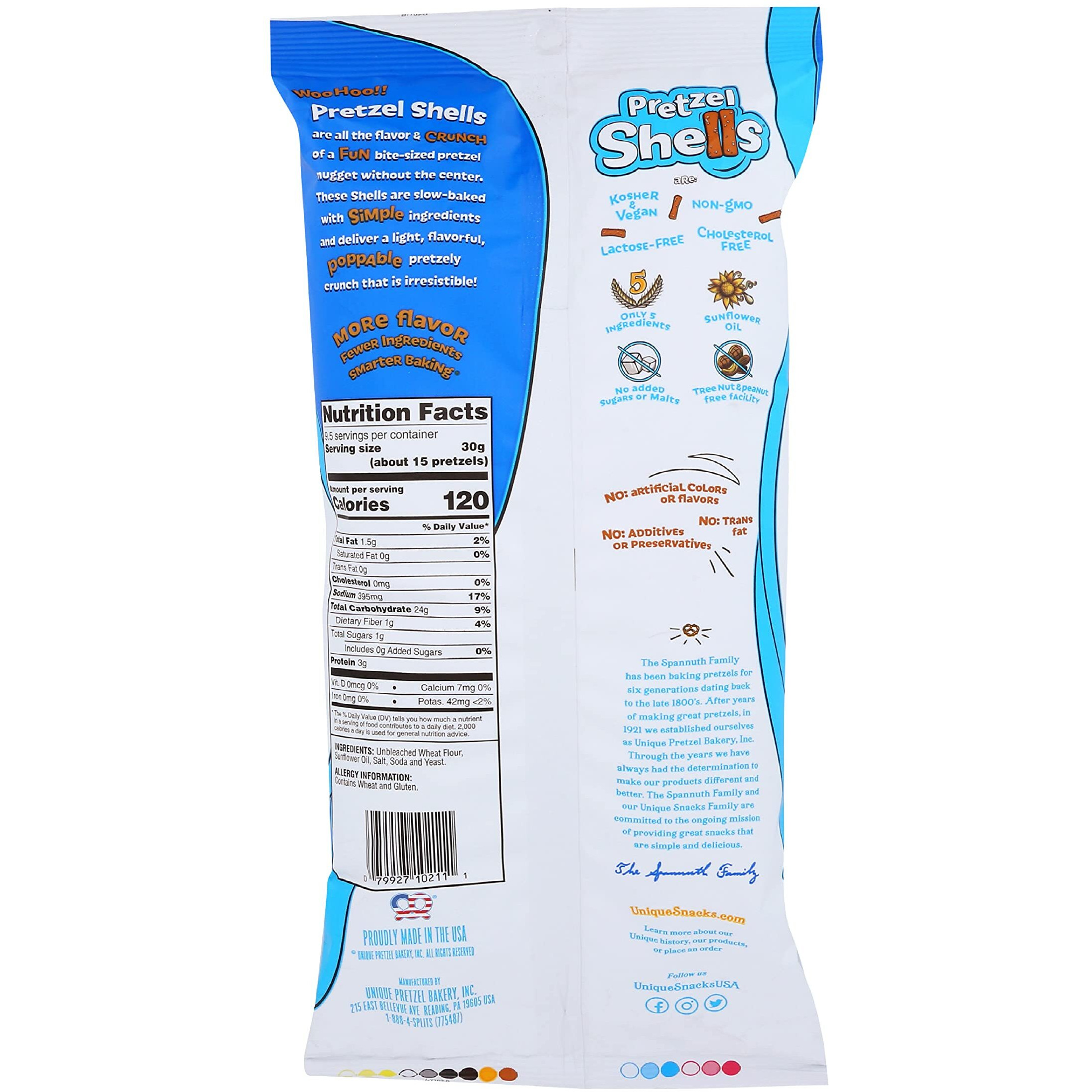Unique Snacks Original Pretzel Shells, Delicious Homestyle Baked Snack Bag, Vegan, Ou Kosher, And Non-Gmo Food, No Artificial Flavor, 10 Oz. Bag, Pack Of 6