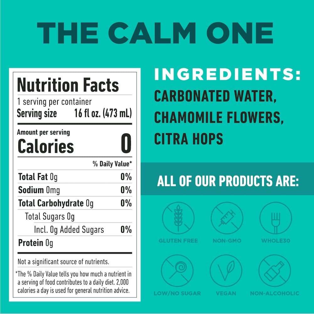 Hoplark Sparkling Hoptea - The Calm One (12Pk - 16Oz Cans)- Craft Brewed Na Beer Alternative - Gluten-Free, Non Gmo, Zero Calories, Sugar-Free, Caffeine-Free, Unsweetened, Sparkling Tea + Water + Hop