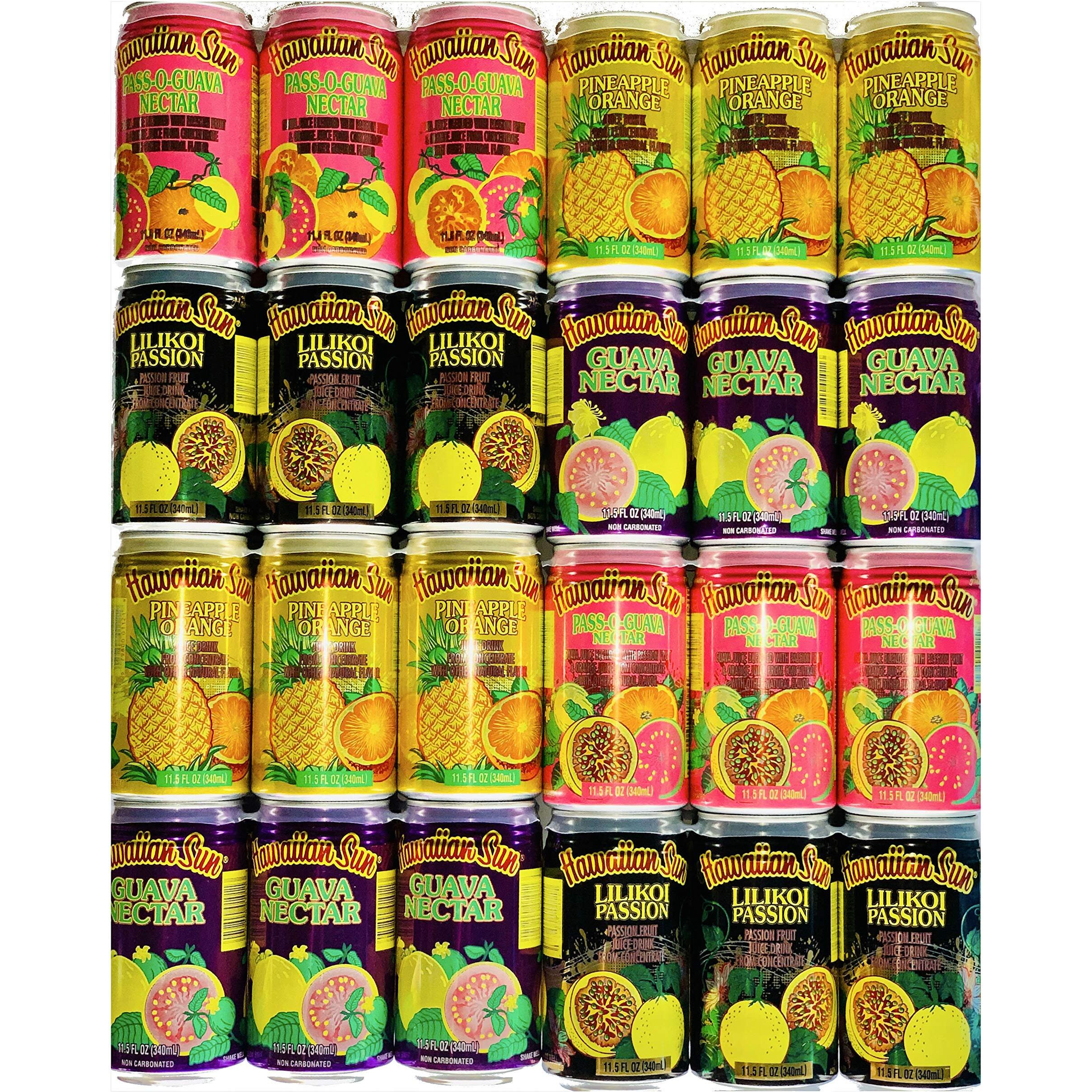 Hawaiian Sun Drinks 24 Pack Sampler (Pass-O-Guava,Pineapple-Orange, Lilikoi-Passion Fruit, Guava) 6 Pack Of Each