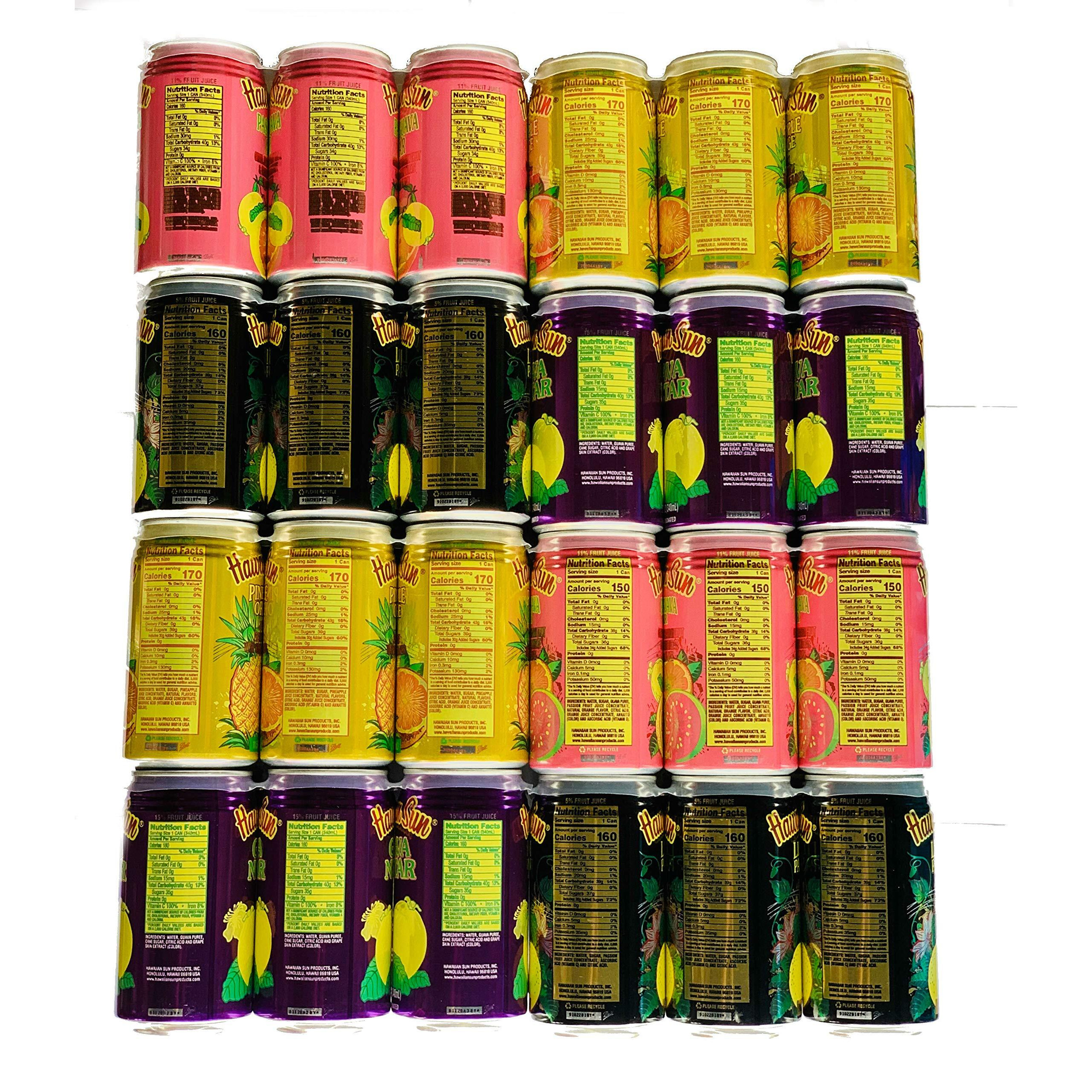 Hawaiian Sun Drinks 24 Pack Sampler (Pass-O-Guava,Pineapple-Orange, Lilikoi-Passion Fruit, Guava) 6 Pack Of Each