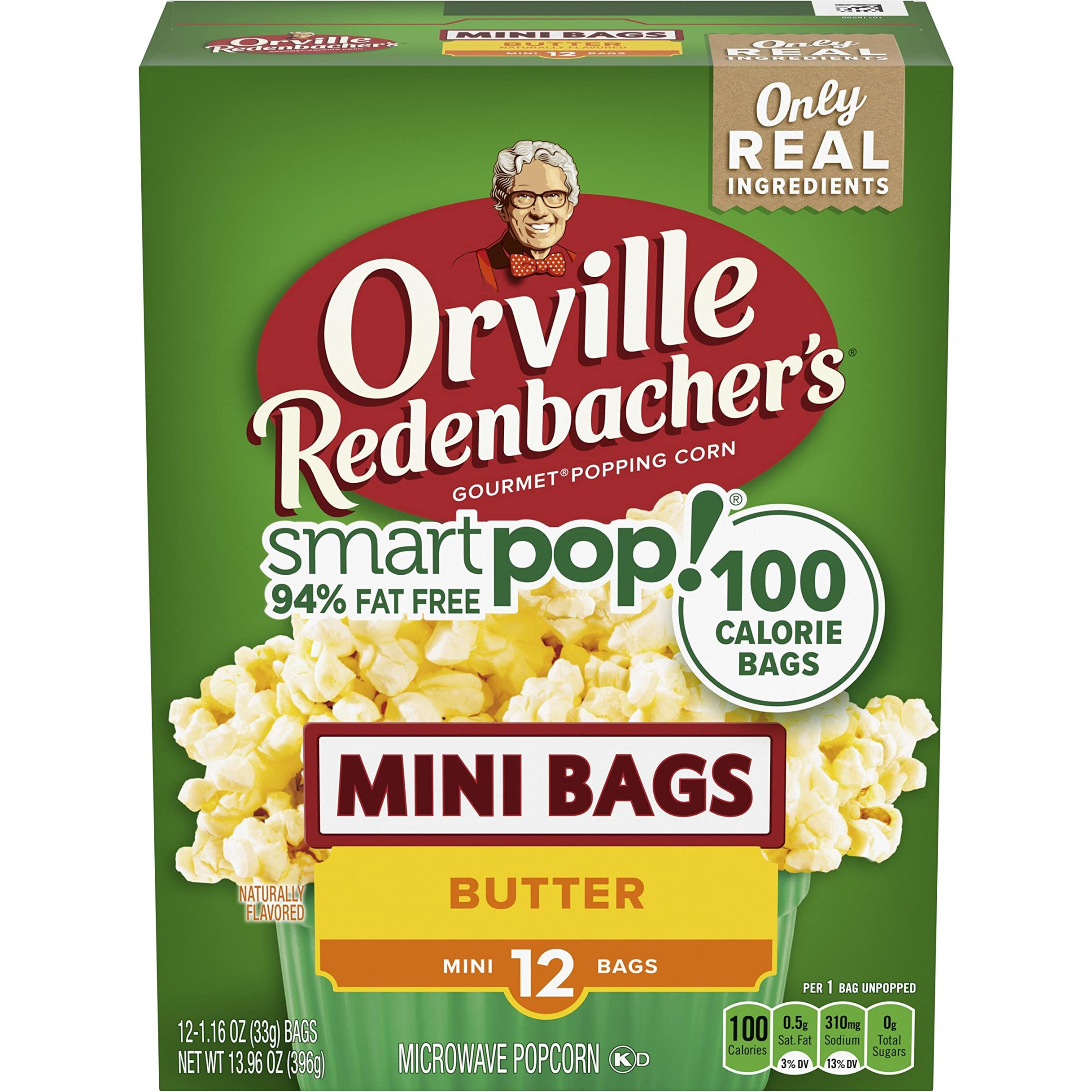 Orville Redenbachers Smartpop Butter Flavored Microwave Popcorn, Gluten Free, 12 Count Mini Popcorn Bags (6 Boxes)