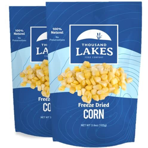 Thousand Lakes Freeze Dried Vegetables - Sweet Corn 2-Pack 3.6 Ounces (7.2 Ounces Total) | 100% Whole Sweet Corn Kernels