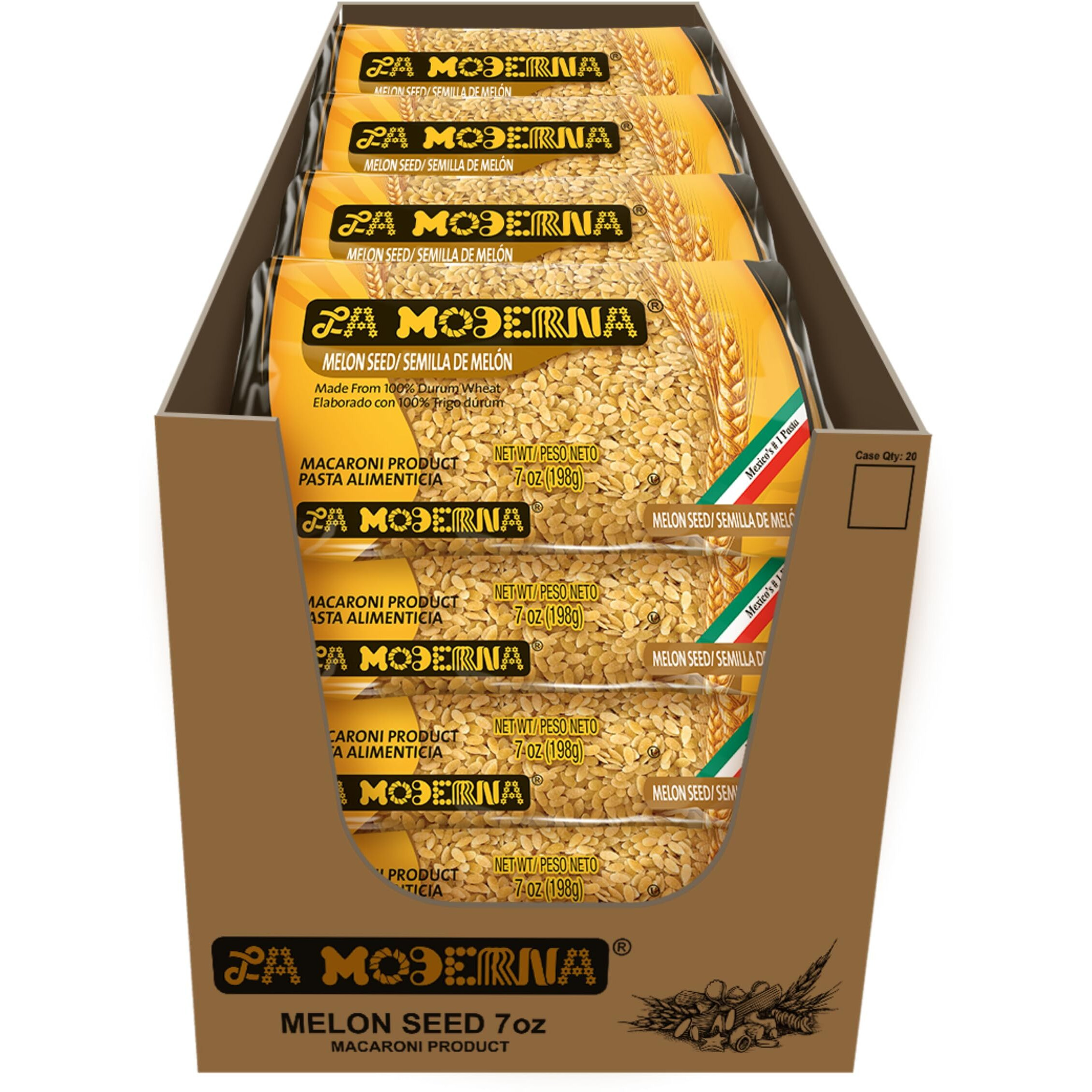 La Moderna Shells Pasta, Noodles, Durum Wheat, Protein, Fiber, Vitamins, 7 Oz, Pack Of 20