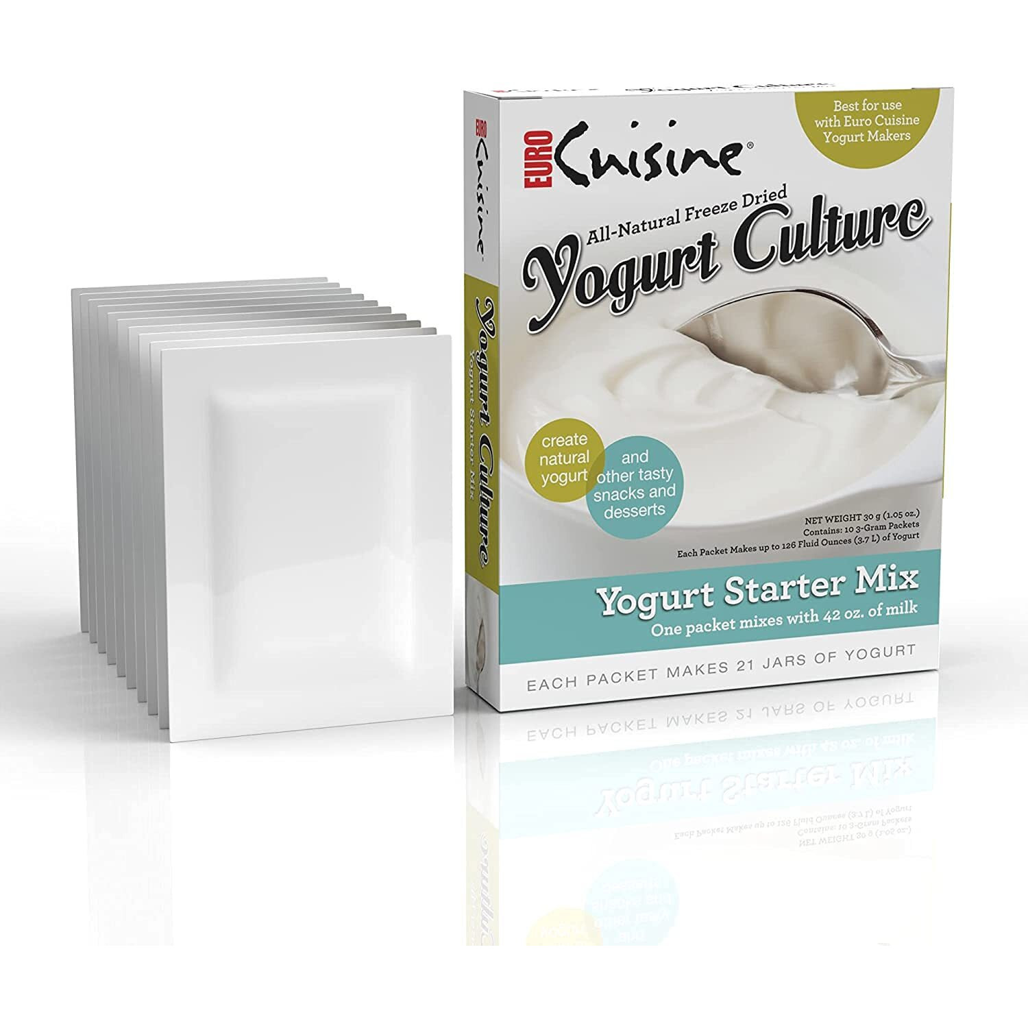 Euro Cuisine Ri1020 All Natural Yogurt Culture Starter, For Dairy Free, Whole Milk, Protein Yogurt, Probiotic Yogurt Pouches For Homemade Yogurt 2Pack