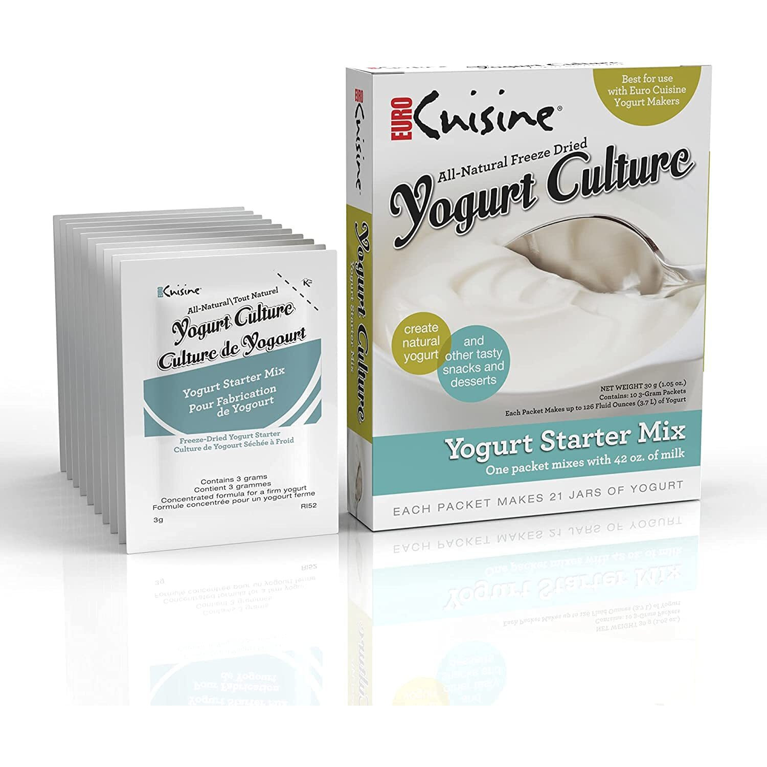 Euro Cuisine Ri1020 All Natural Yogurt Culture Starter, For Dairy Free, Whole Milk, Protein Yogurt, Probiotic Yogurt Pouches For Homemade Yogurt 2Pack