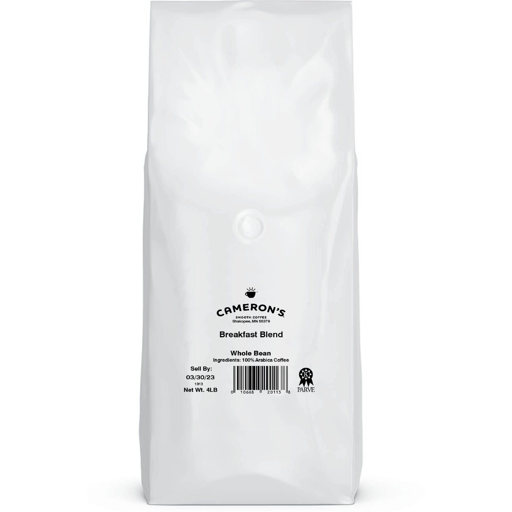 Cameron's Coffee Breakfast Blend Whole Bean Coffee, Light Roast, 100% Arabica, Bulk, 4-Pound Bag, (Pack Of 1)