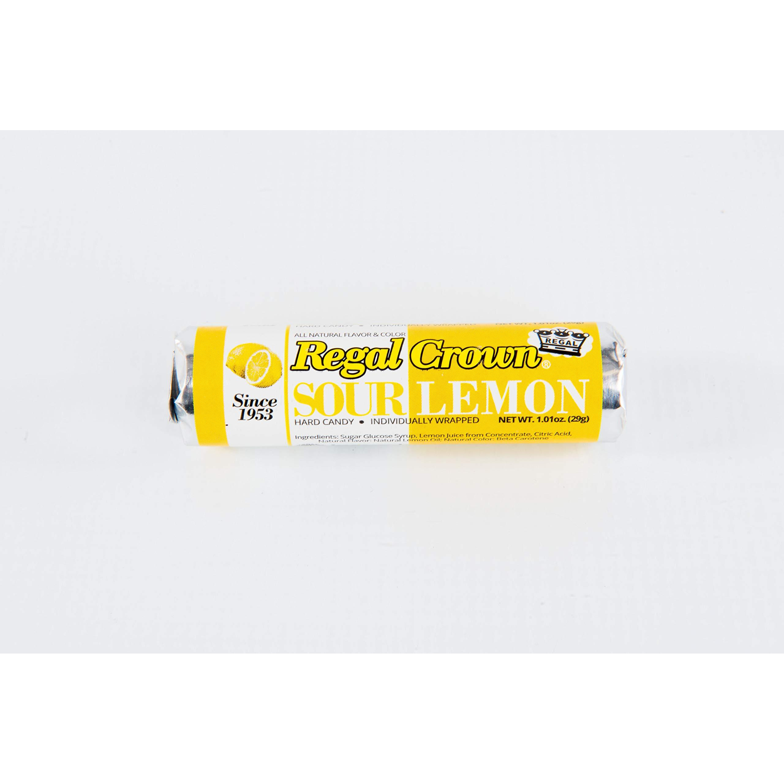Regal Crown Sour Lemon Hard Candy Rolls | Old Fashioned Sour Lemon Candy | Traditional Lemon Candy Brought To You By Iconic Candy | 24 Count
