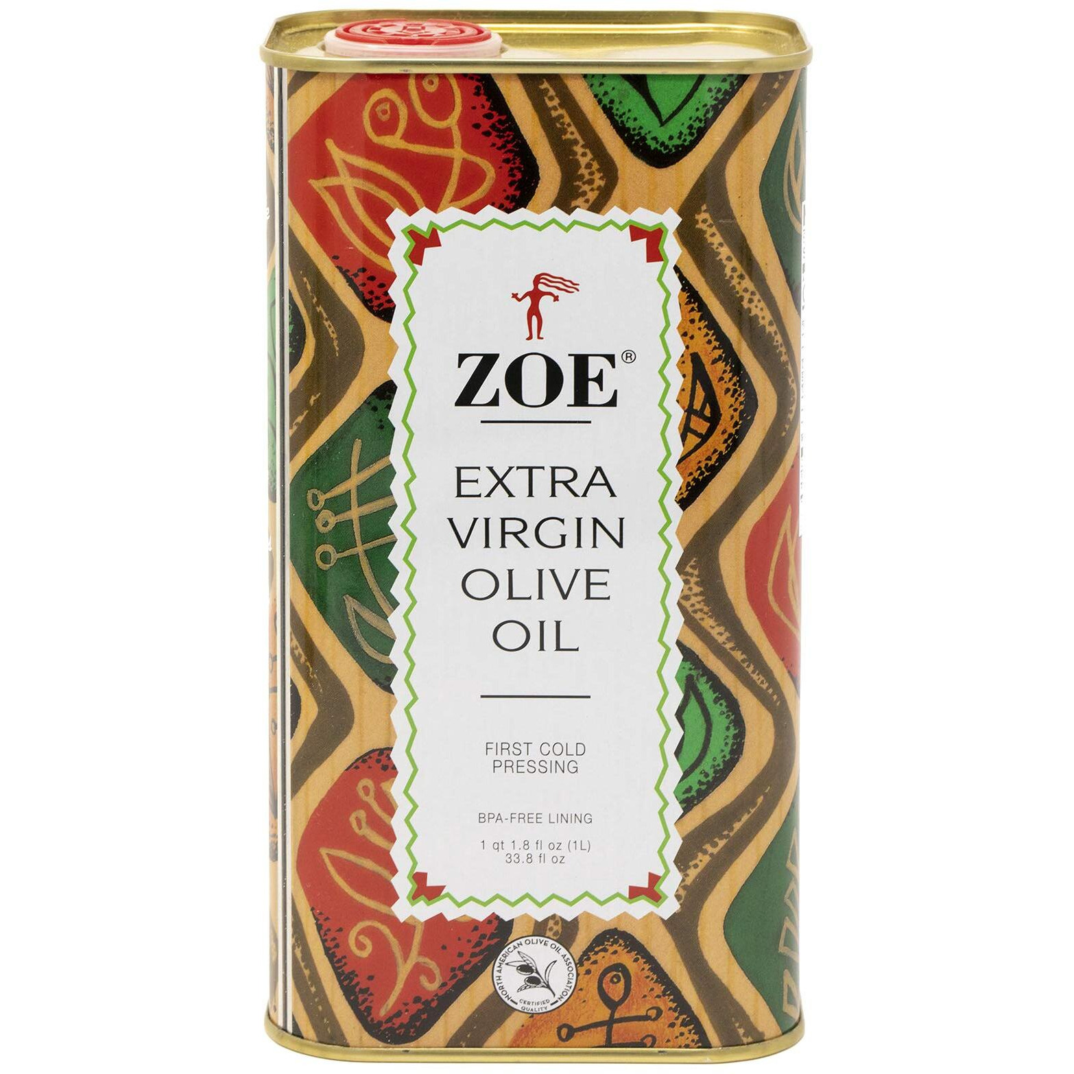 Zoe, Extra Virgin Olive Oil Tin, Bpa Free Lining, 1L 33.8 Ounce Pack Of 2